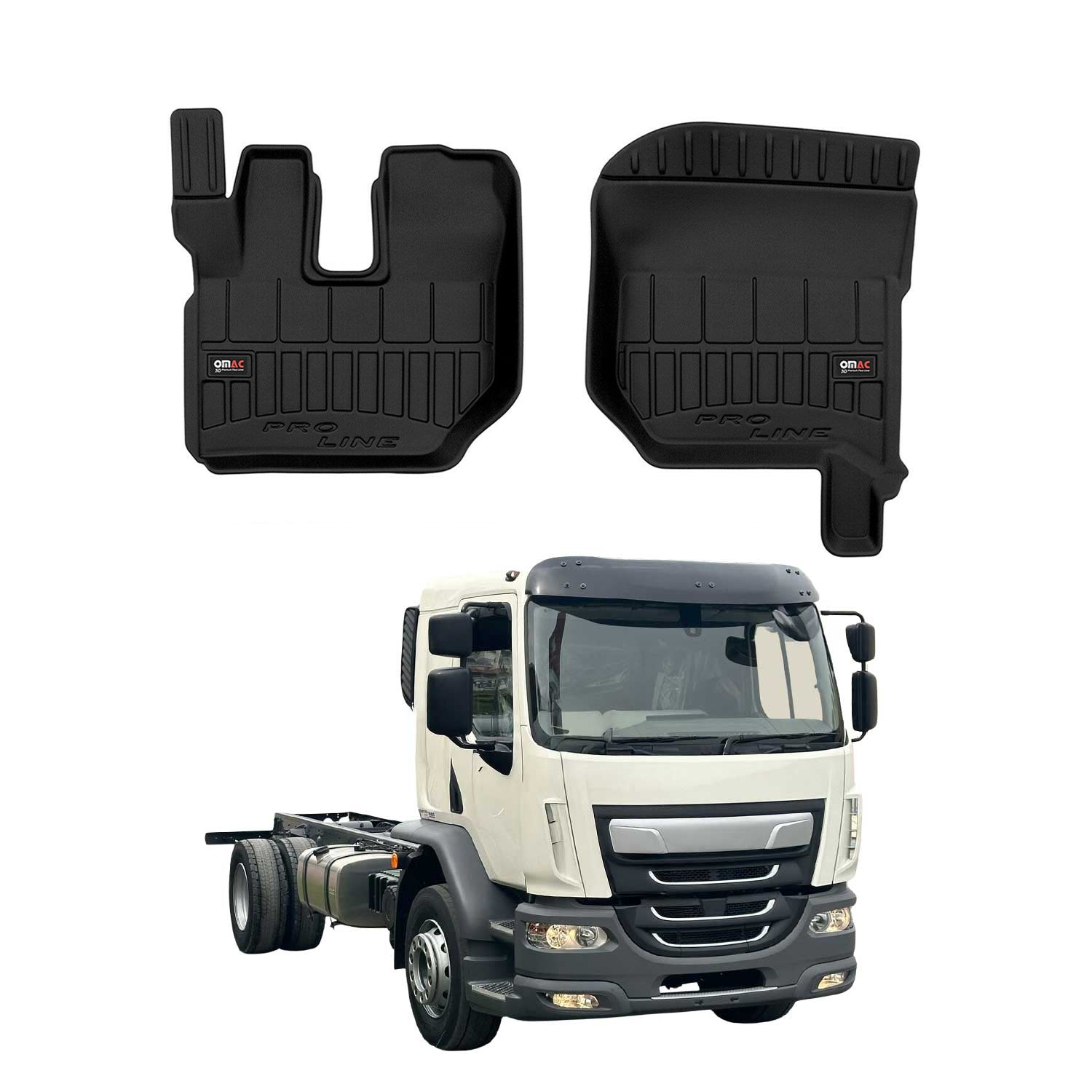 OMAC Premium Alfombrillas De Coche para DAF LF 2002-2026 Negro TPE Goma 2Pza