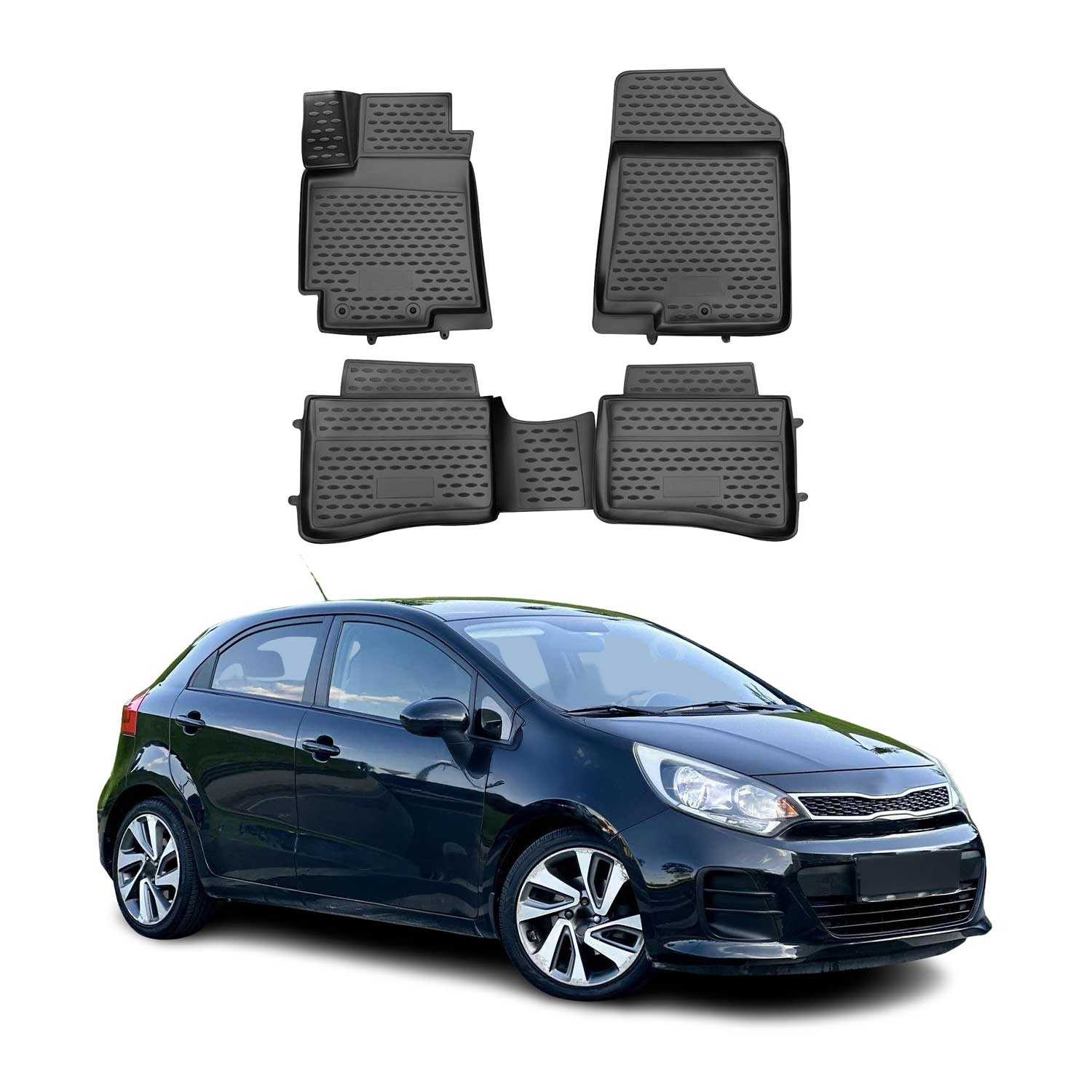 OMAC Alfombrillas De Coche para Kia Rio 3 2011-2017 Negro Goma TPE 4Pza