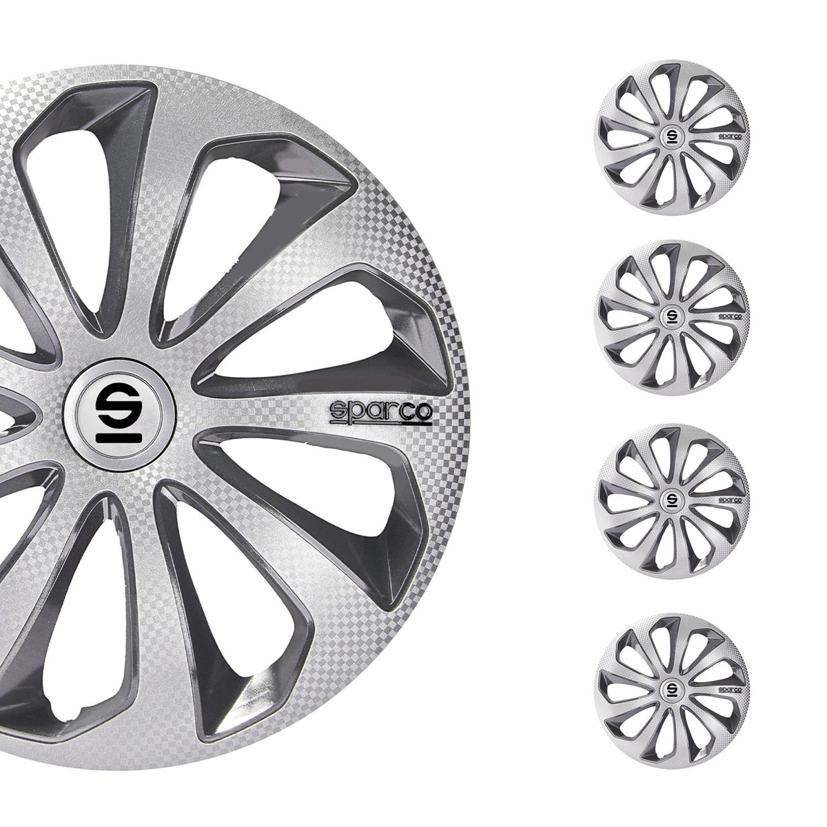 Sparco Tapacubos 15 Pulgadas Universal Plata Carbono Gris ABS Plástico