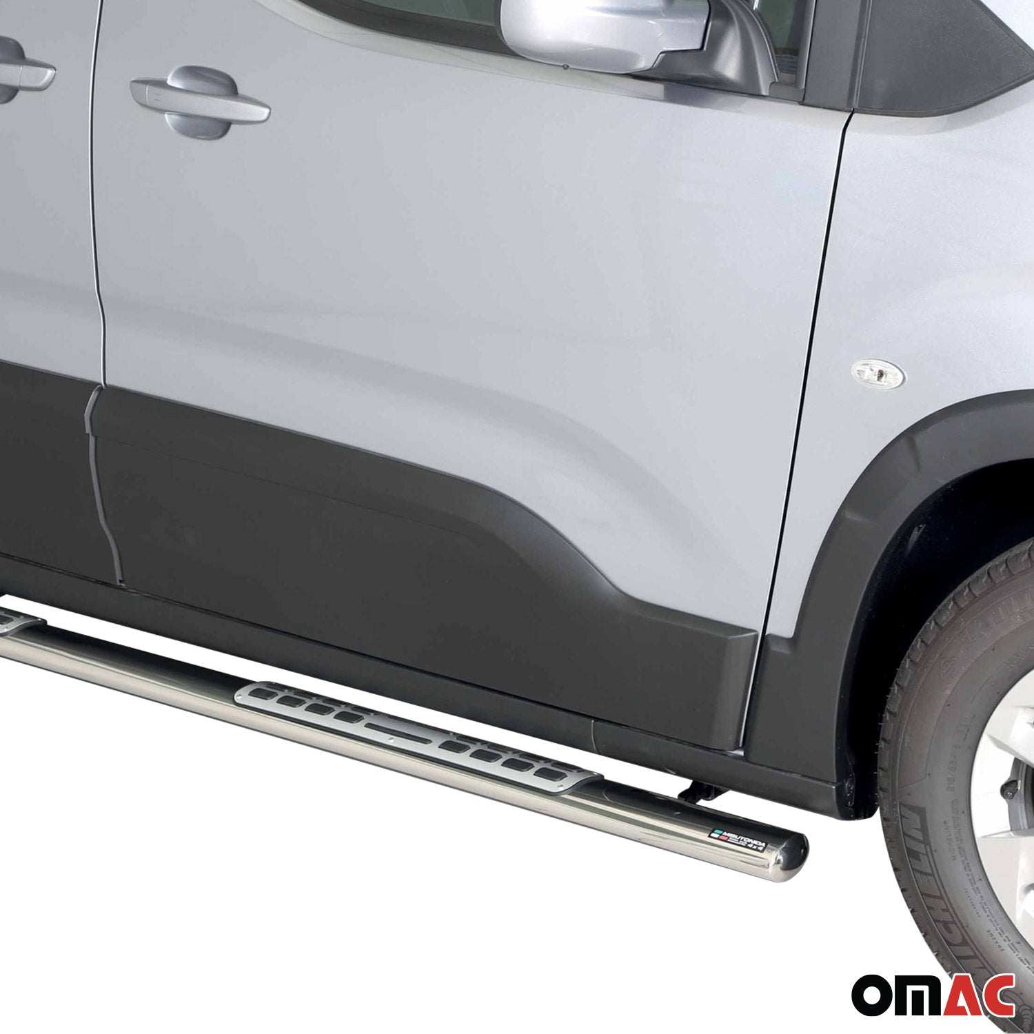 Par de Estribos Barras Laterales para Peugeot Rifter 2018-2025 Mitte Plata Acero