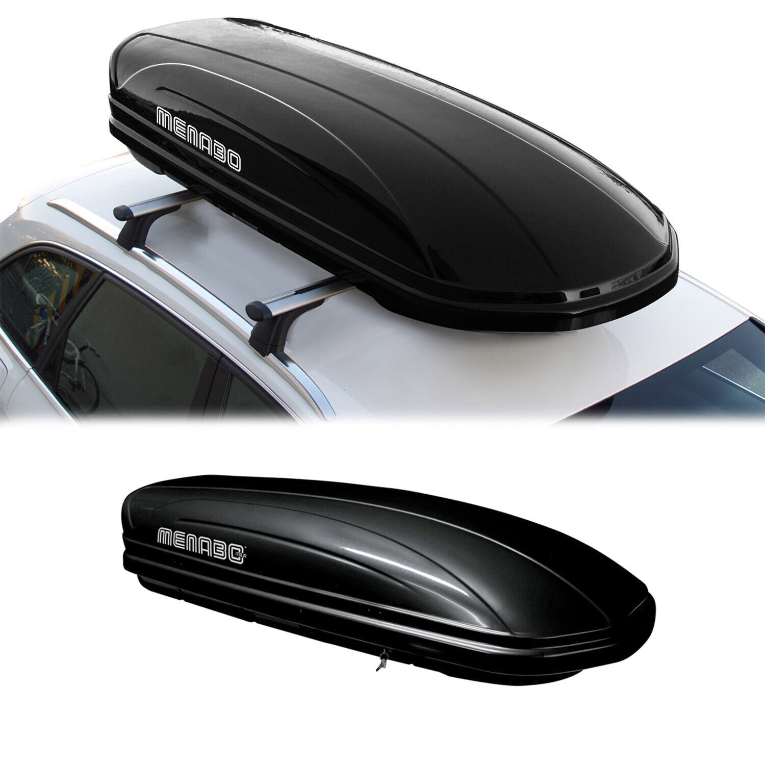 Menabo Mania Box baule da tetto 400 lt portapacchi Universal Negro Plástico