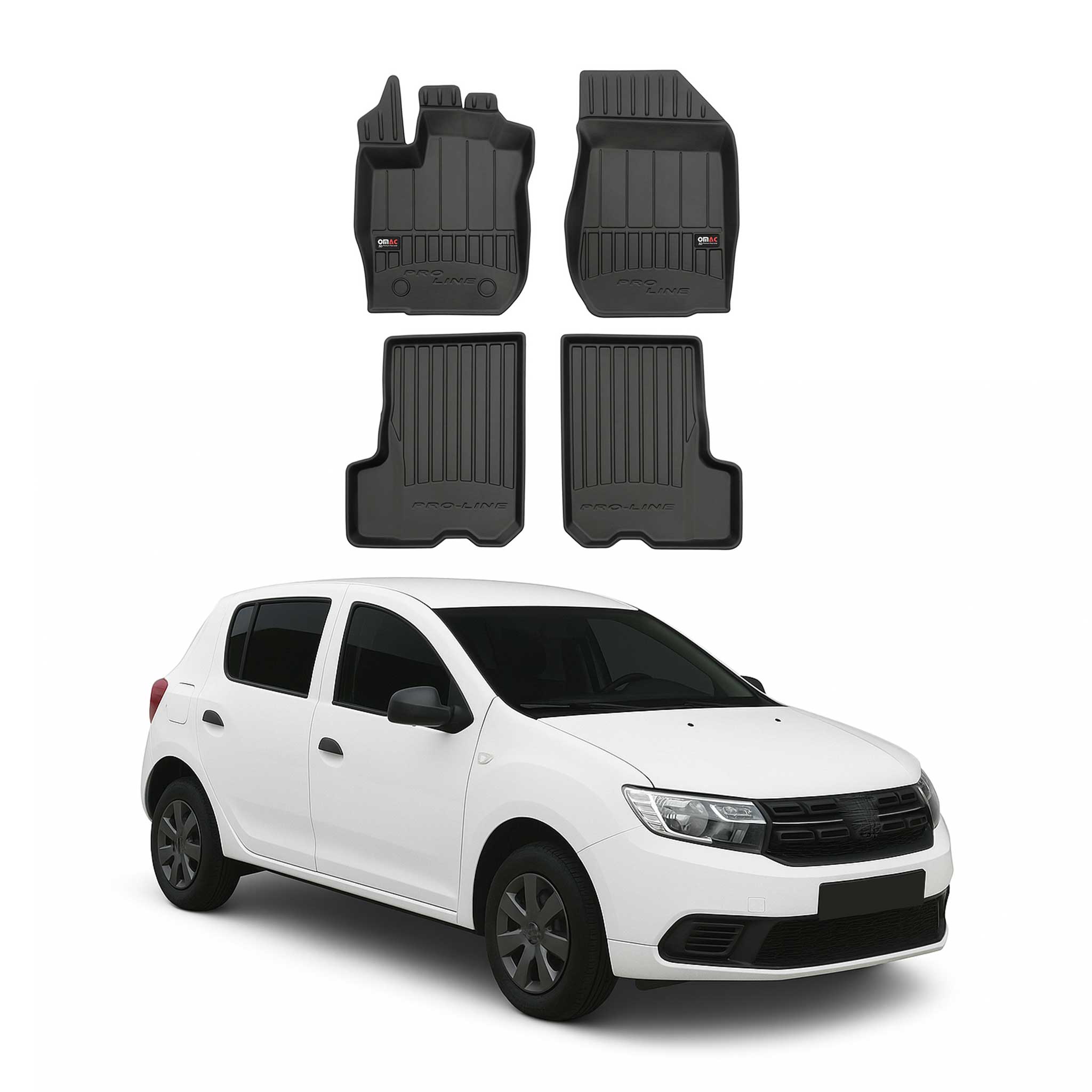 OMAC Premium Alfombrillas De Coche para Dacia Sandero 2012-2020 TPE Goma 4x