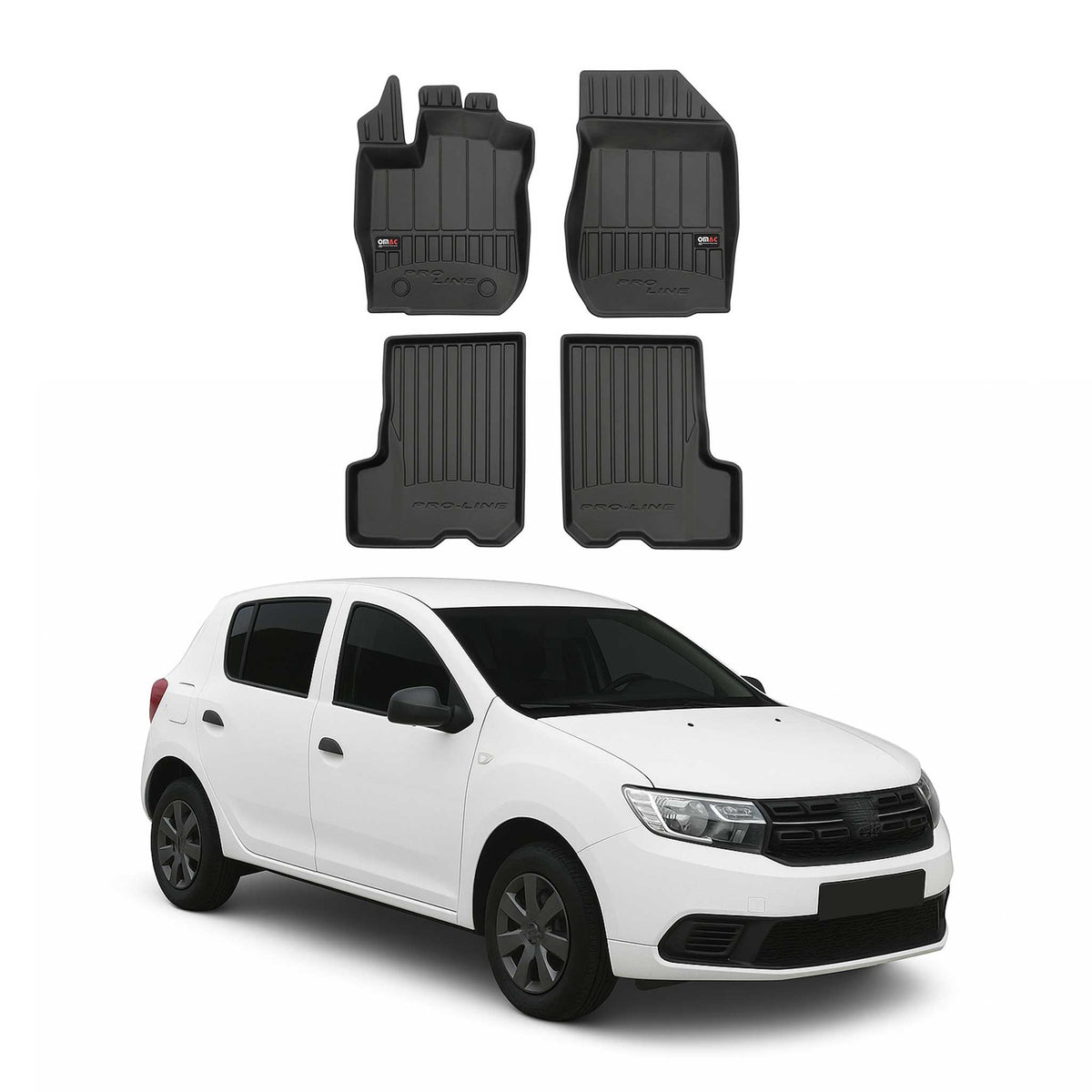 OMAC Premium Alfombrillas De Coche para Dacia Sandero 2012-2020 TPE Goma 4x