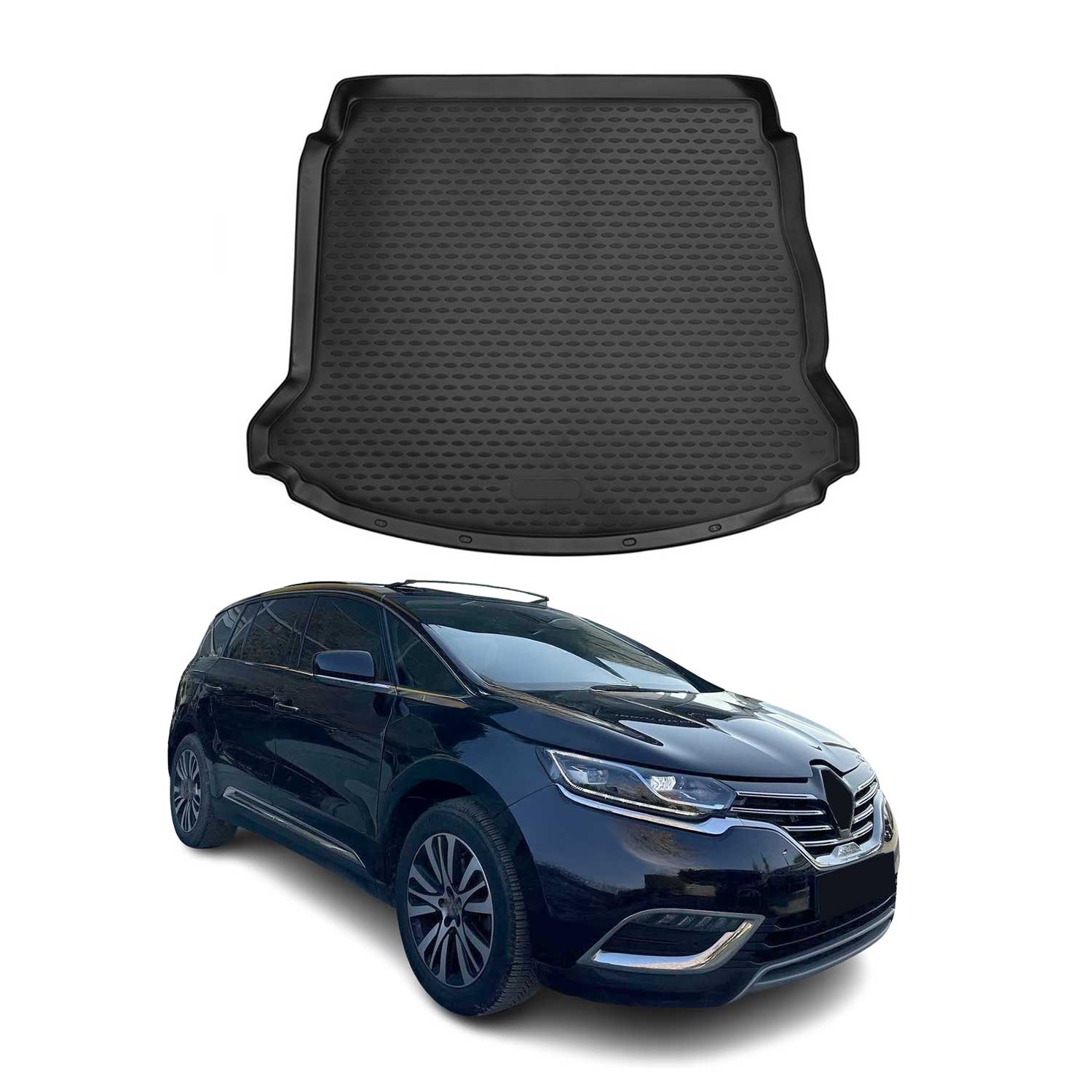 OMAC Bandeja Maletero Alfombrilla para Renault Espace 2015-2020 Negro Goma TPE