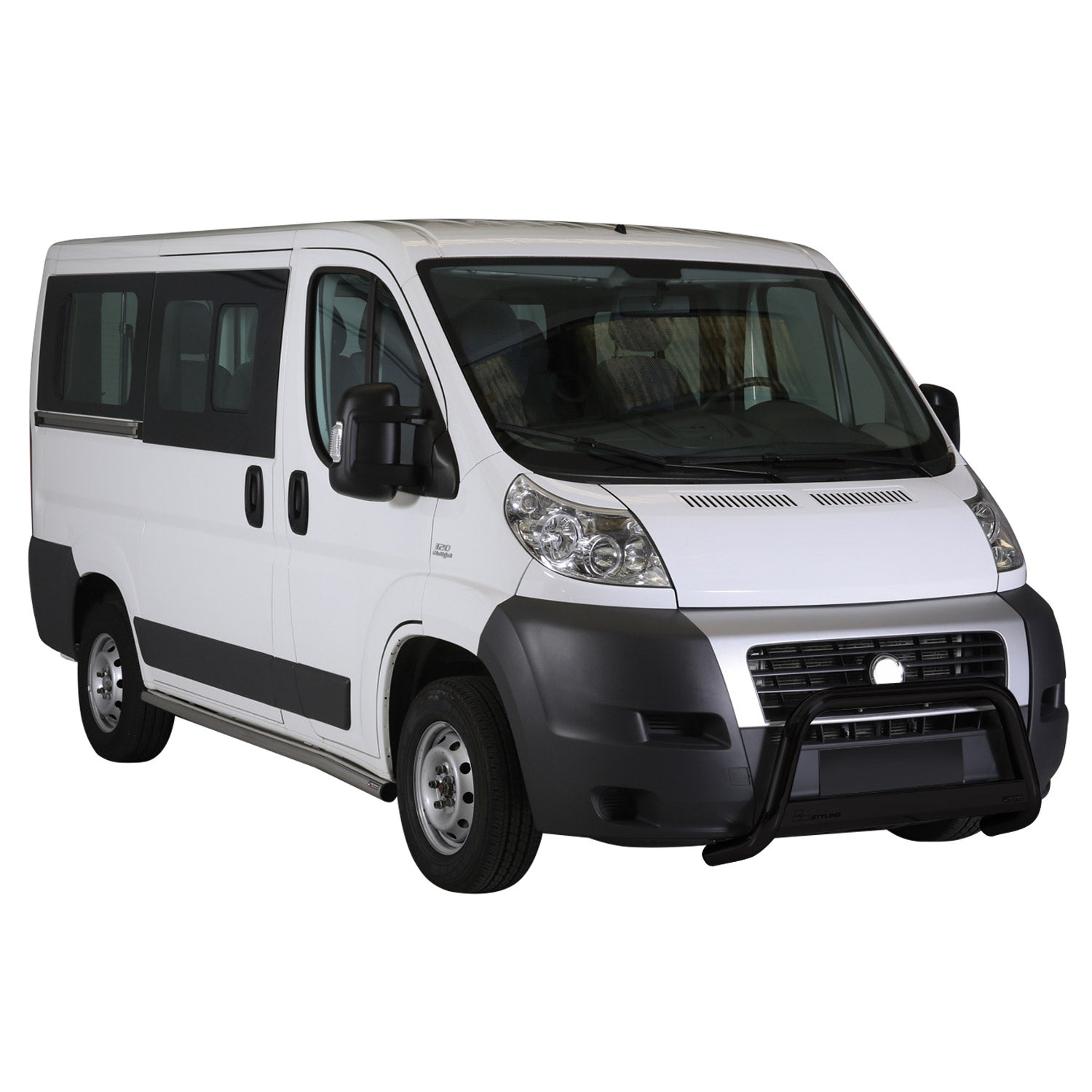 Bull Barra Frontal para Fiat Ducato 2006-2013 Negro Brillante Acero 1Pza