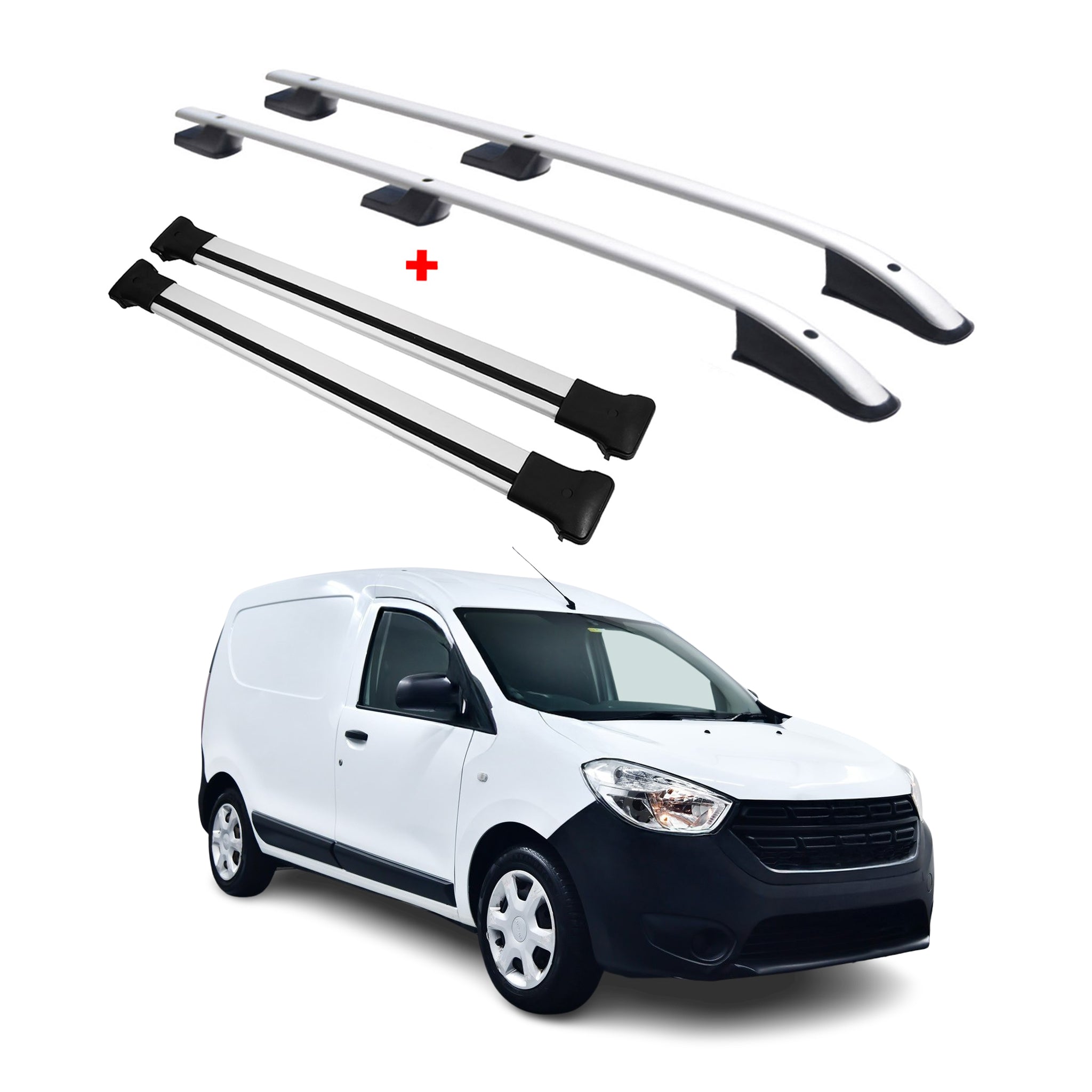 Rieles & Barras de Techo Coche para Dacia Dokker 2012-2021 L1 Corto Gris Alu