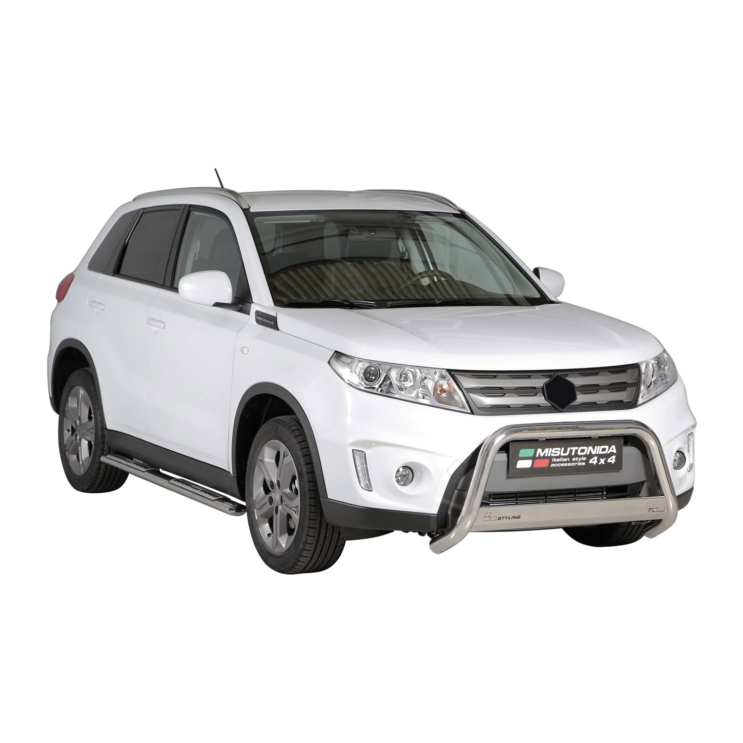 Par de Estribos Barras Laterales para Suzuki Vitara 2015-2018 Plata Acero 2x