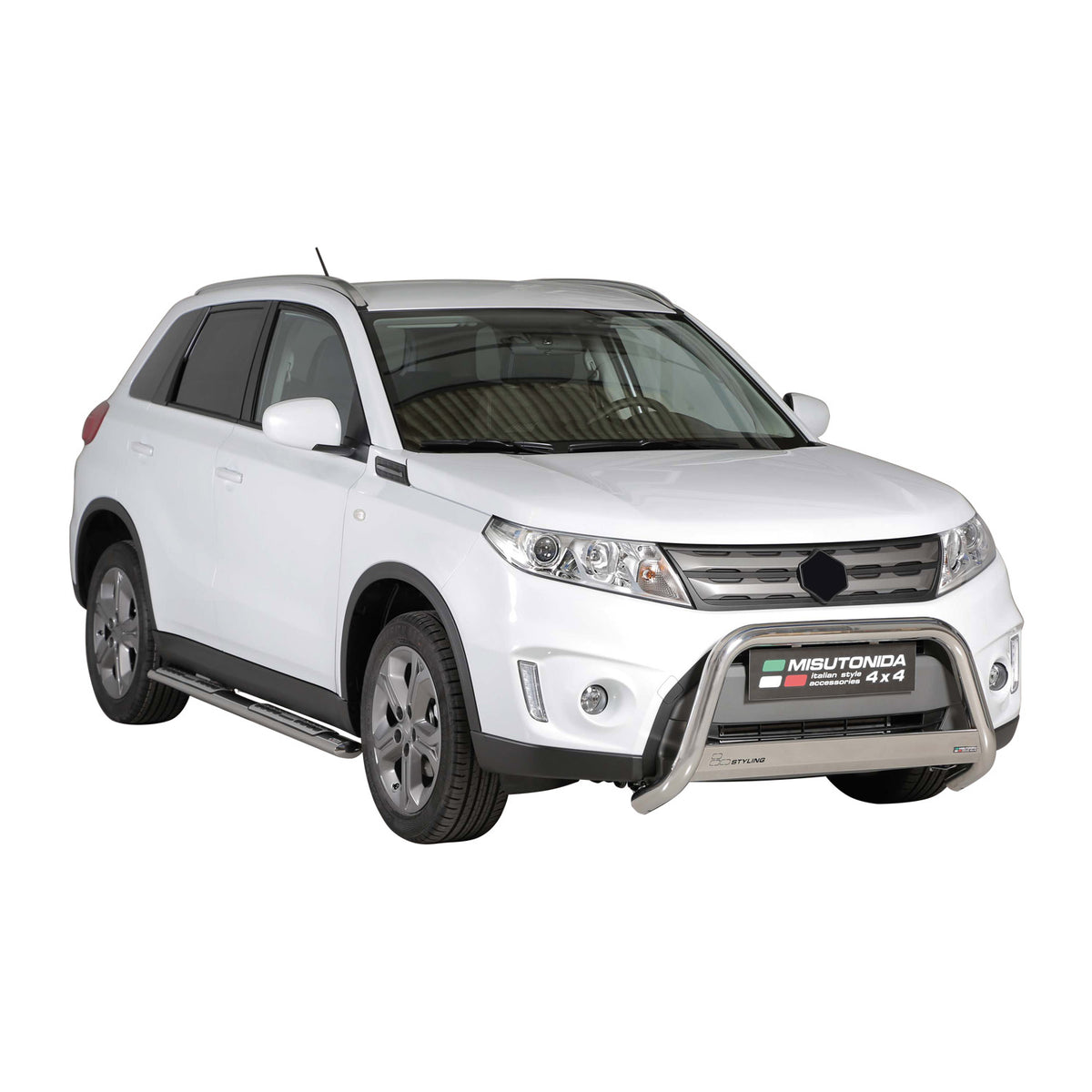 Par de Estribos Barras Laterales para Suzuki Vitara 2015-2018 Plata Acero 2x