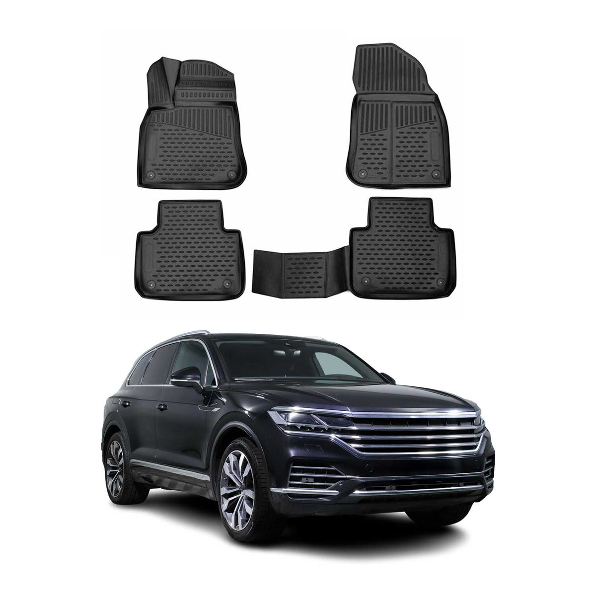 OMAC Alfombrillas De Coche para VW Touareg 2018-2021 Negro Goma TPE 4Pza