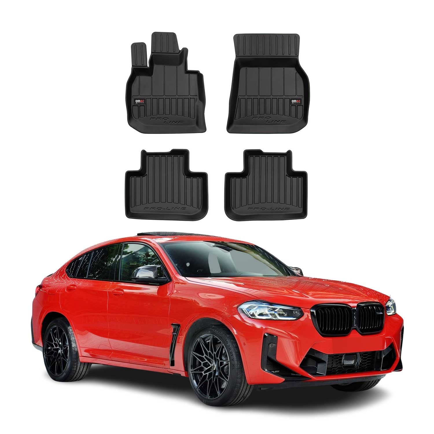 OMAC Premium Alfombrillas De Coche para BMW X4 G02 2018-2025 Negro TPE Goma 4Pza