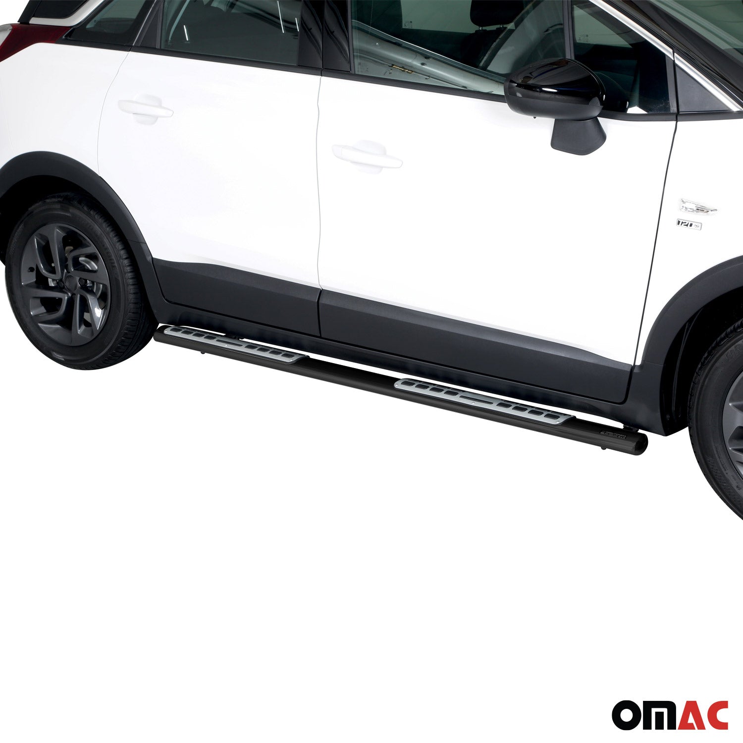 Par de Estribos Barras Laterales para Opel Crossland X 2017-2025 Negro Acero