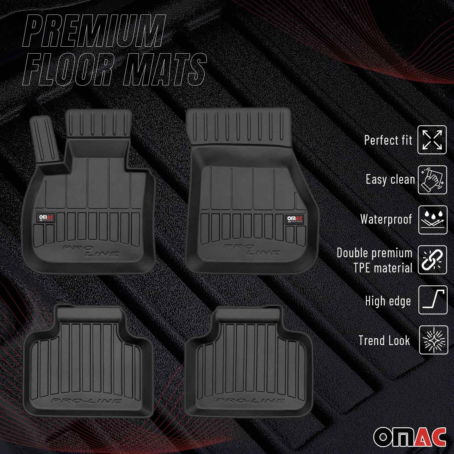 OMAC Premium Alfombrillas De Coche para Mini Countryman F60 2017-2024 Goma 4x