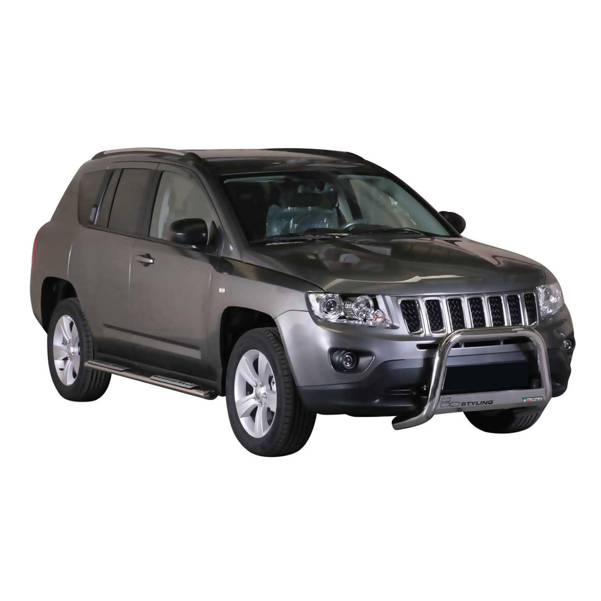 Bull Barra Frontal para Jeep Compass 2011-2016 Plata Brillante Acero