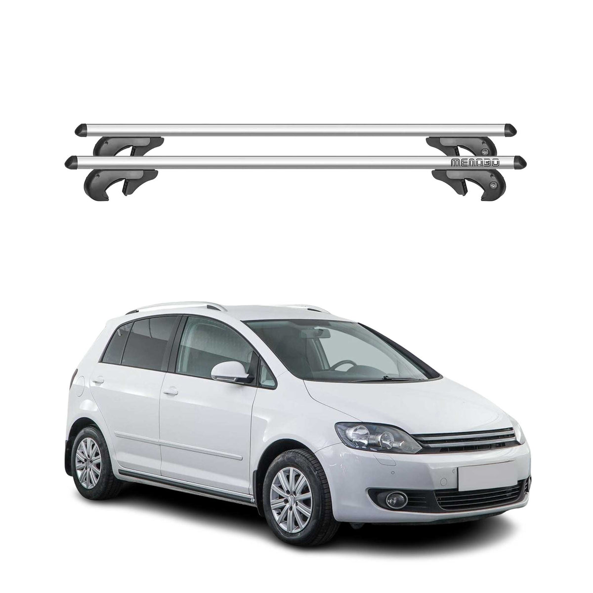 Menabo Barras Techo Baca para VW Golf 5G Familiar 2013-2019 Gris Aluminio 2Pza