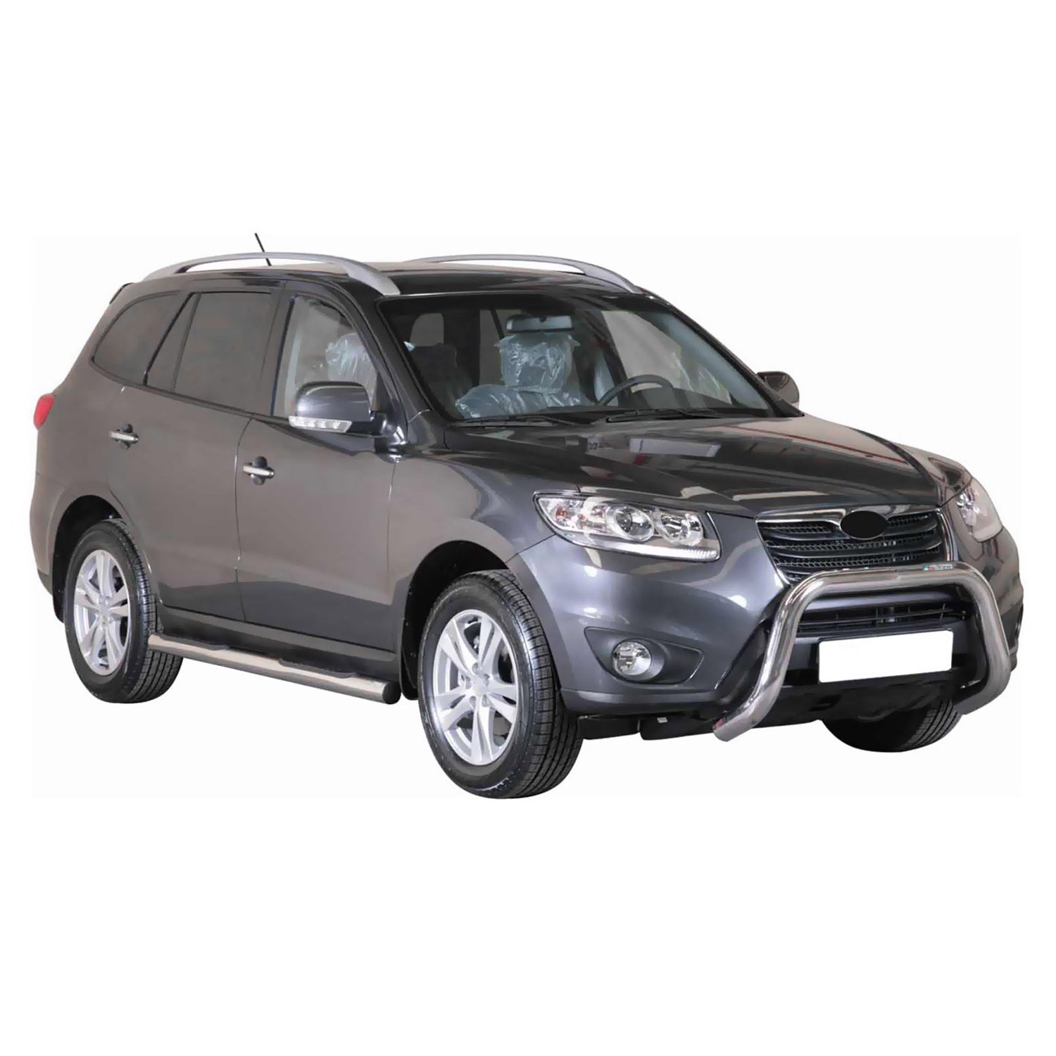 Bull Barra Frontal para Hyundai Santa Fe 2009-2012 Plata Brillante Acero 1Pza