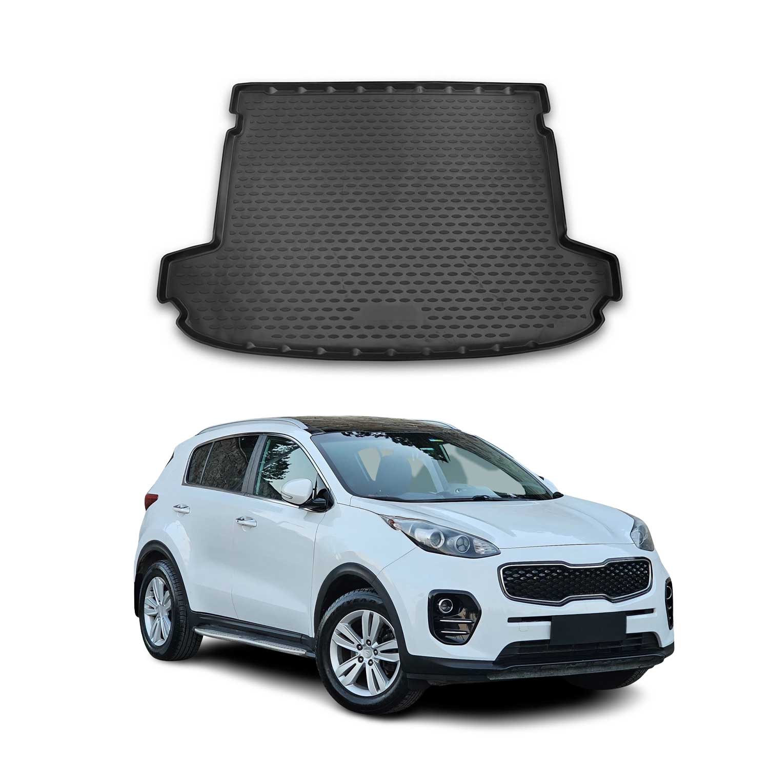 OMAC Bandeja Maletero Alfombrilla para Kia Sportage 2016-2021 Negro Goma TPE