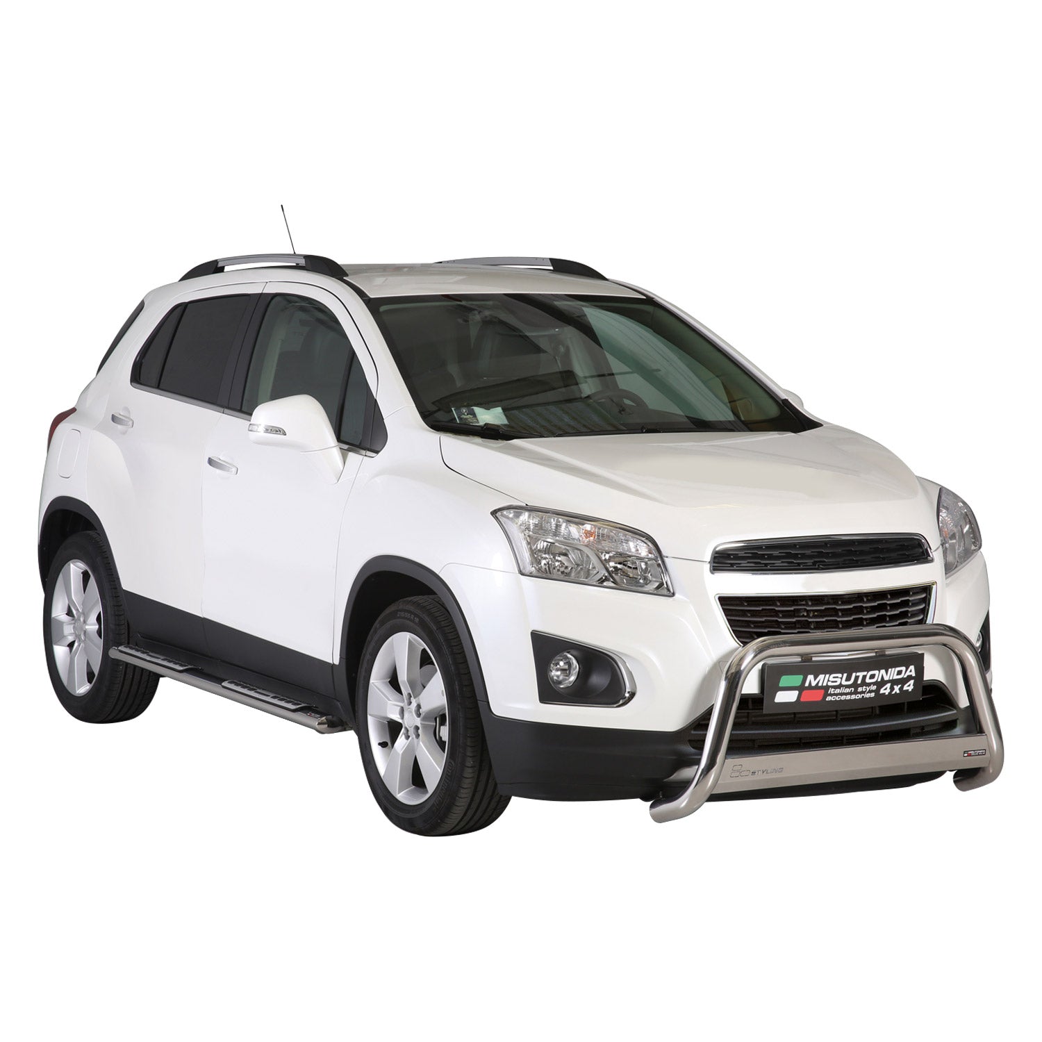 Par de Estribos Barras Laterales para Chevrolet Trax 2013-2016 Plata Acero 2x