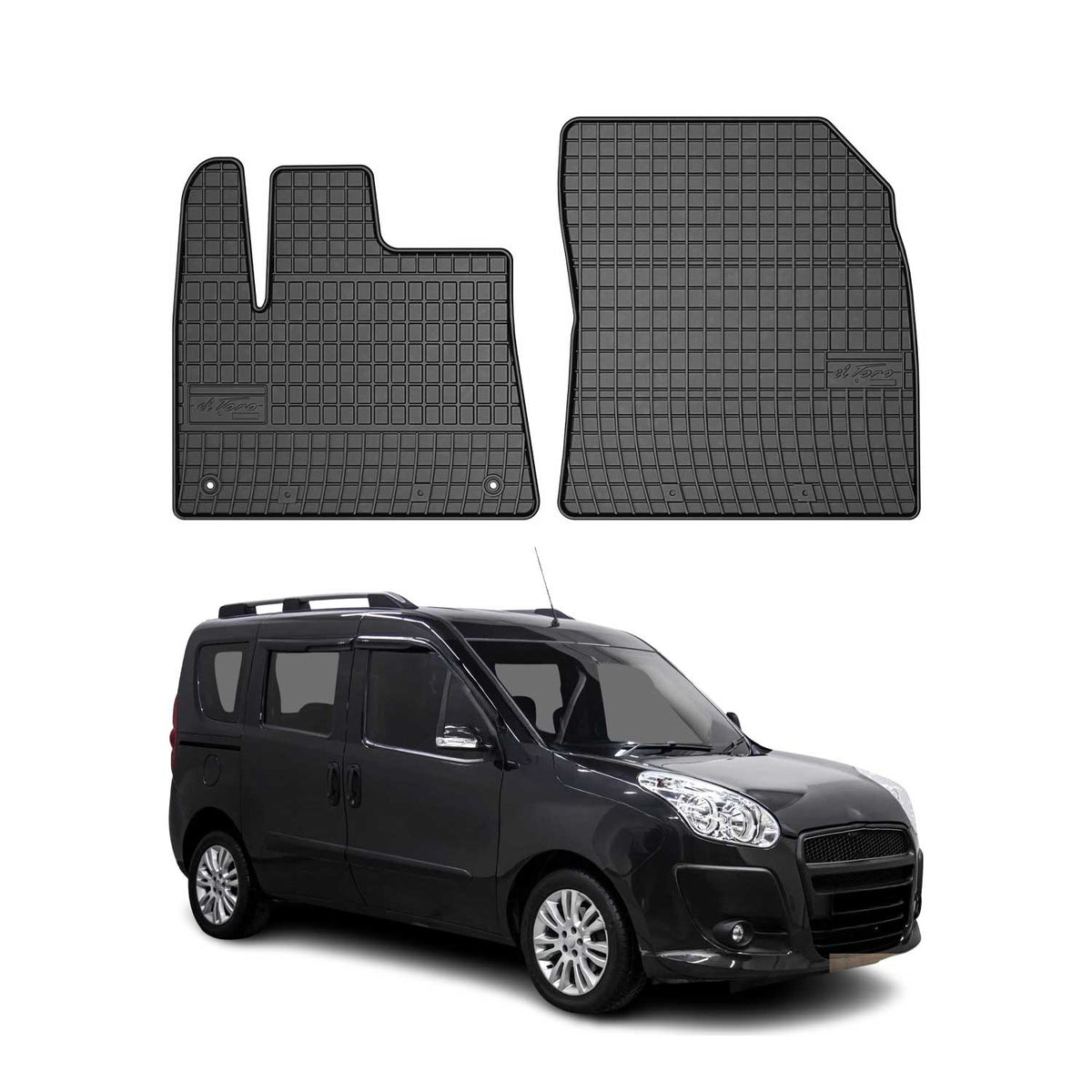 OMAC Alfombrillas De Coche para Fiat Doblo 2010-2020 Negro Goma 2Pza