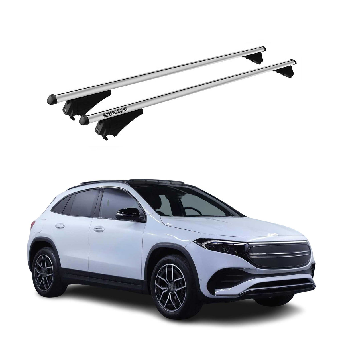 Menabo Barras de Techo Coche Baca para Mercedes EQA 2021-2025 Gris Aluminio 2Pza