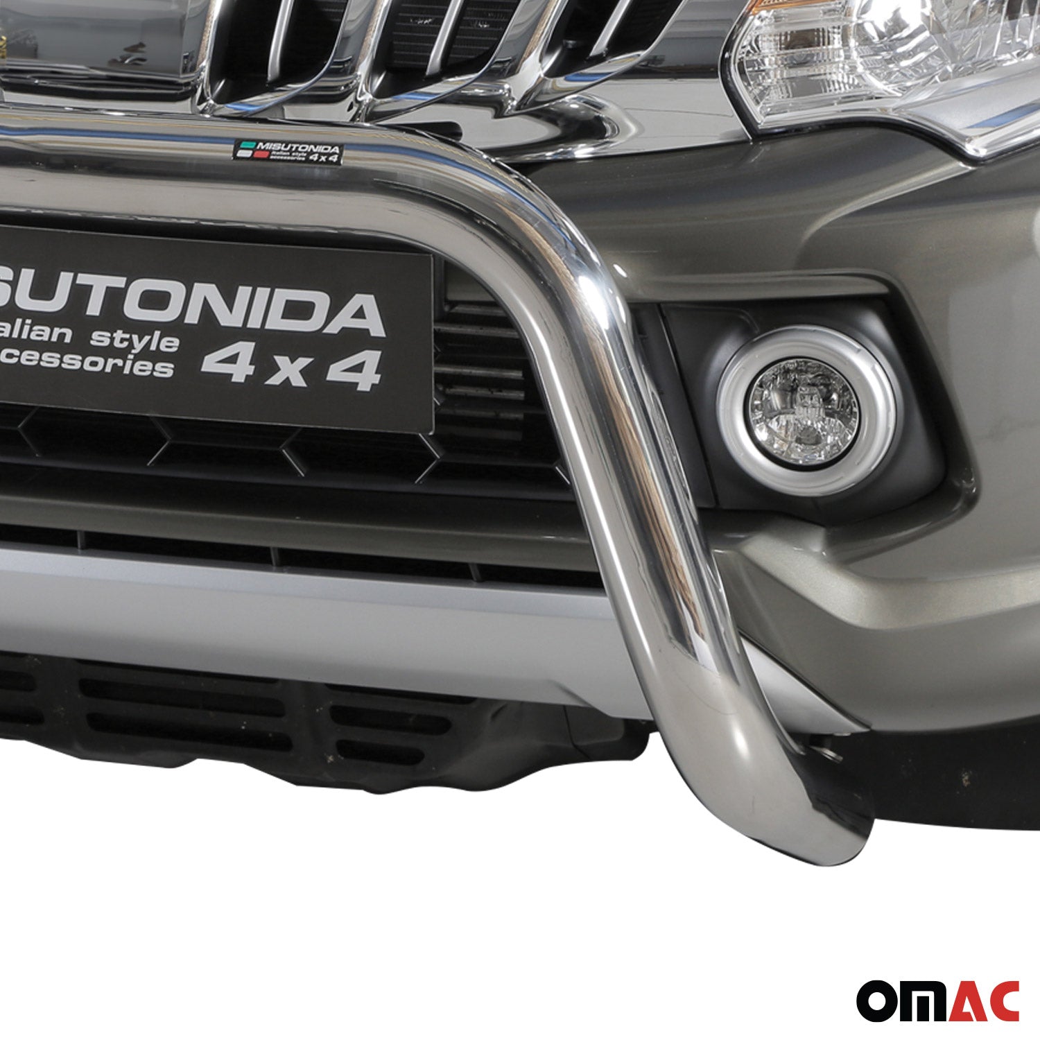 Bull Barra Frontal para Mitsubishi L200 2015-2018 Plata Brillante Acero 1Pza