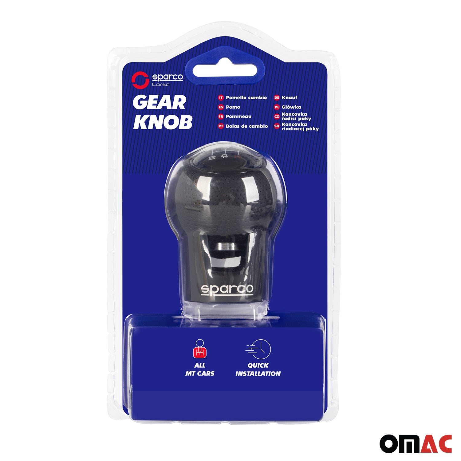 Sparco Palanca de Cambios Universal Negro Aluminio & cuero de pu