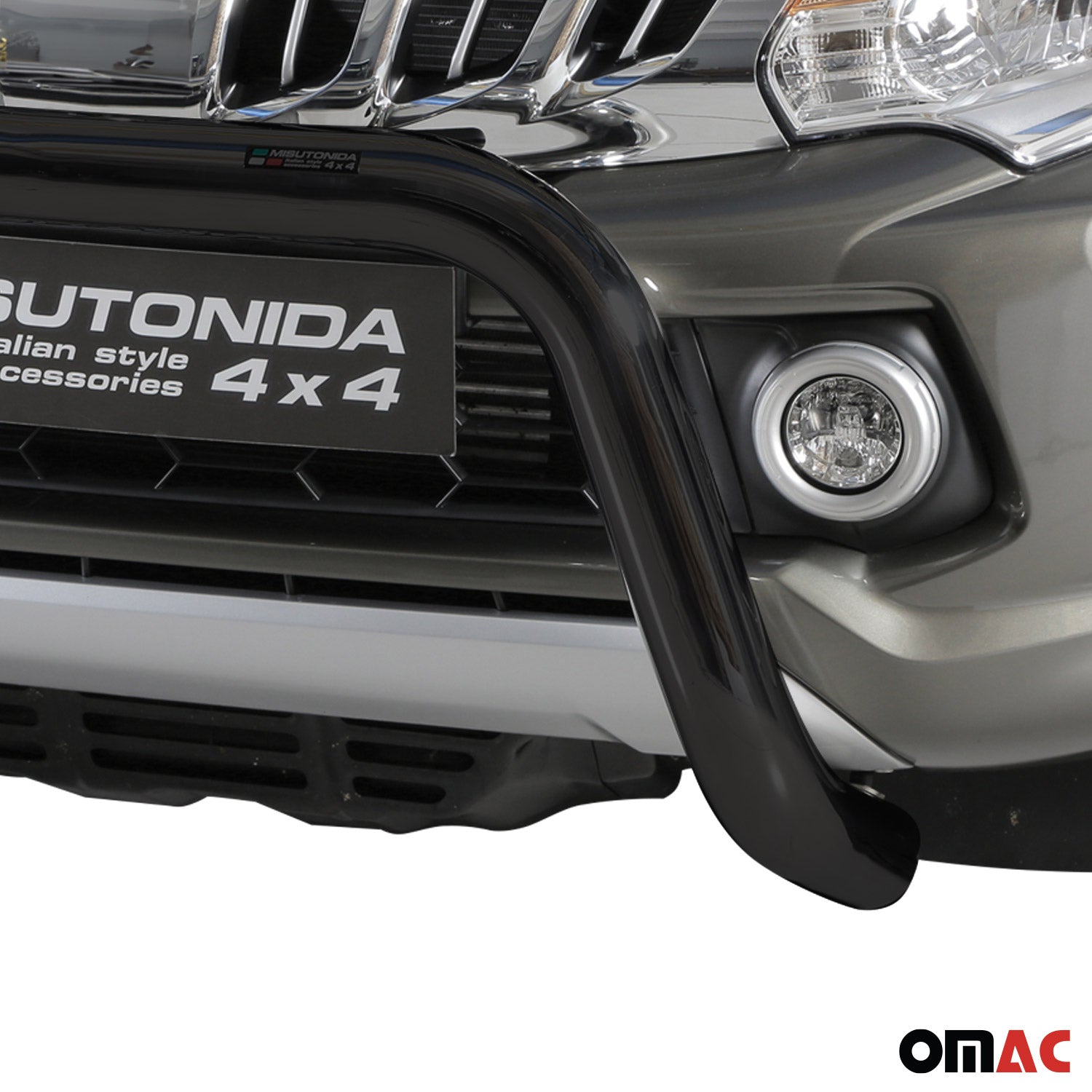Bull Barra Frontal para Mitsubishi L200 2015-2018 Negro Brillante Acero 1Pza