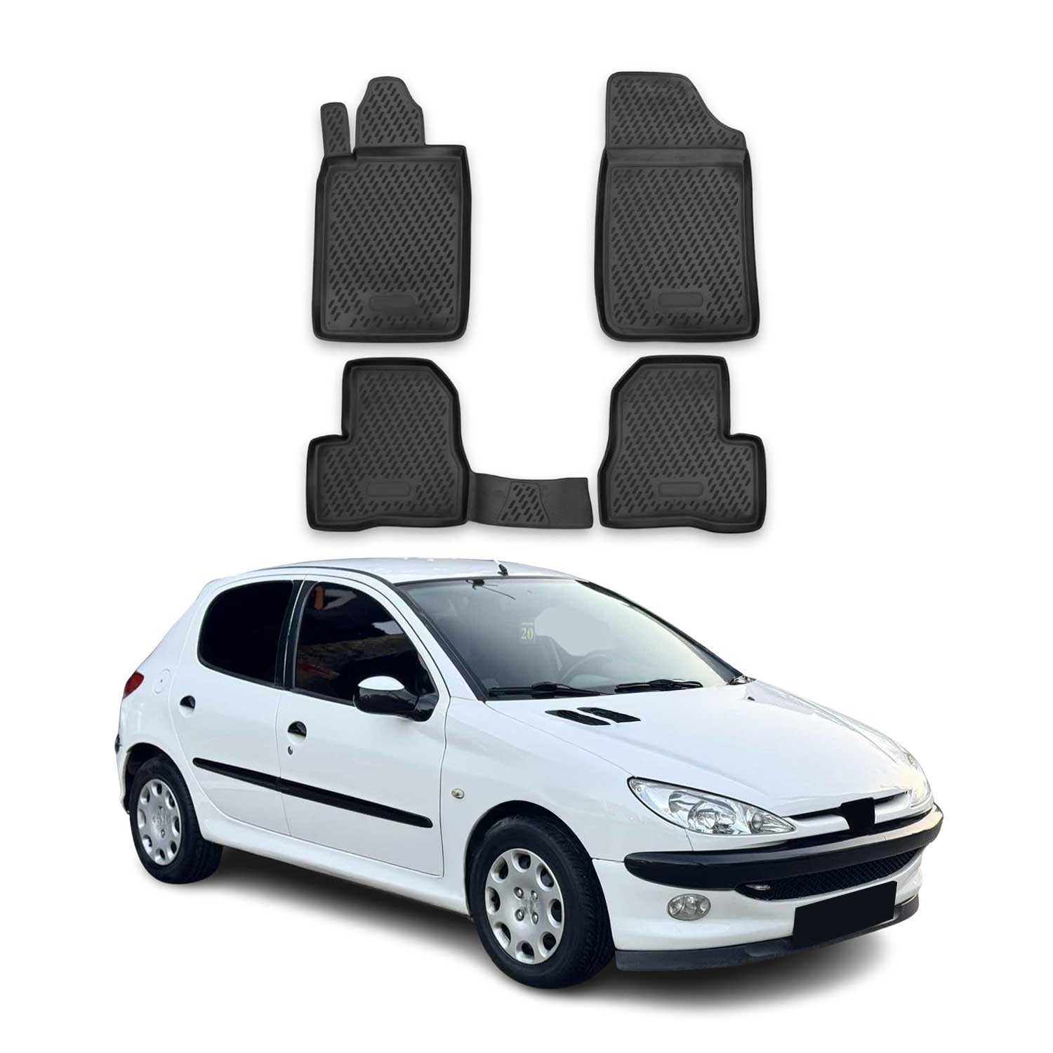 OMAC Alfombrillas De Coche para Peugeot 206 1998-2009 Negro Goma TPE 4Pza