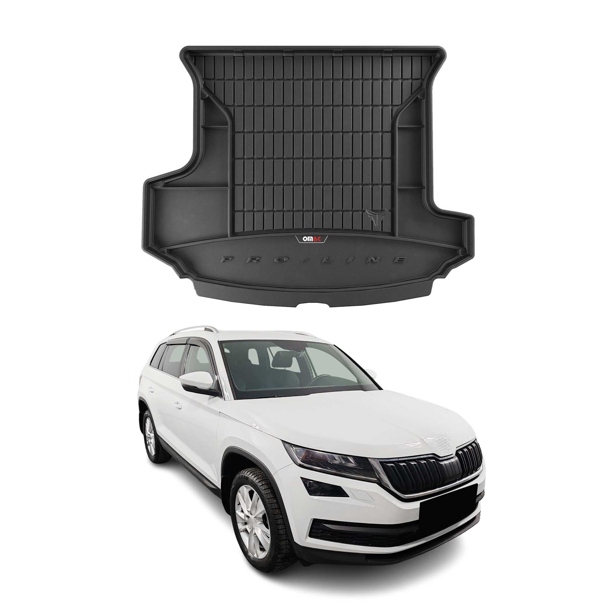 OMAC Premium Bandeja Maletero Alfombrilla para Skoda Kodiaq 2016-2025 Negro TPE