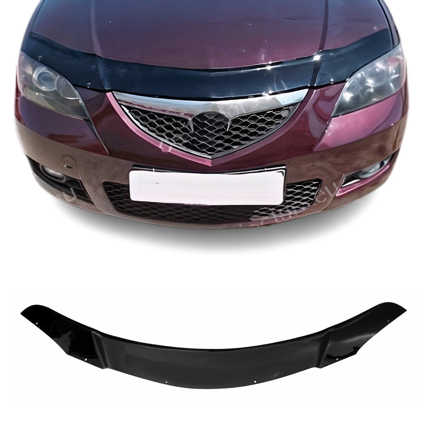 Deflector de Capó para Mazda 3 2003-2009 Sedán Oscuro Brillante Acrílico