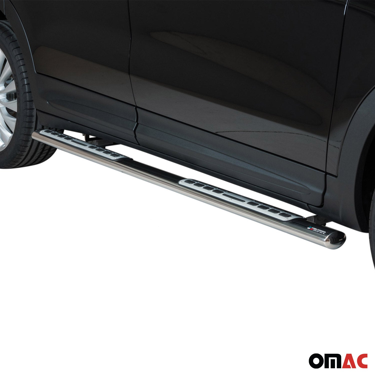 Par de Estribos Barras Laterales para Fiat 500X 2014-2018 Plata Acero 2x