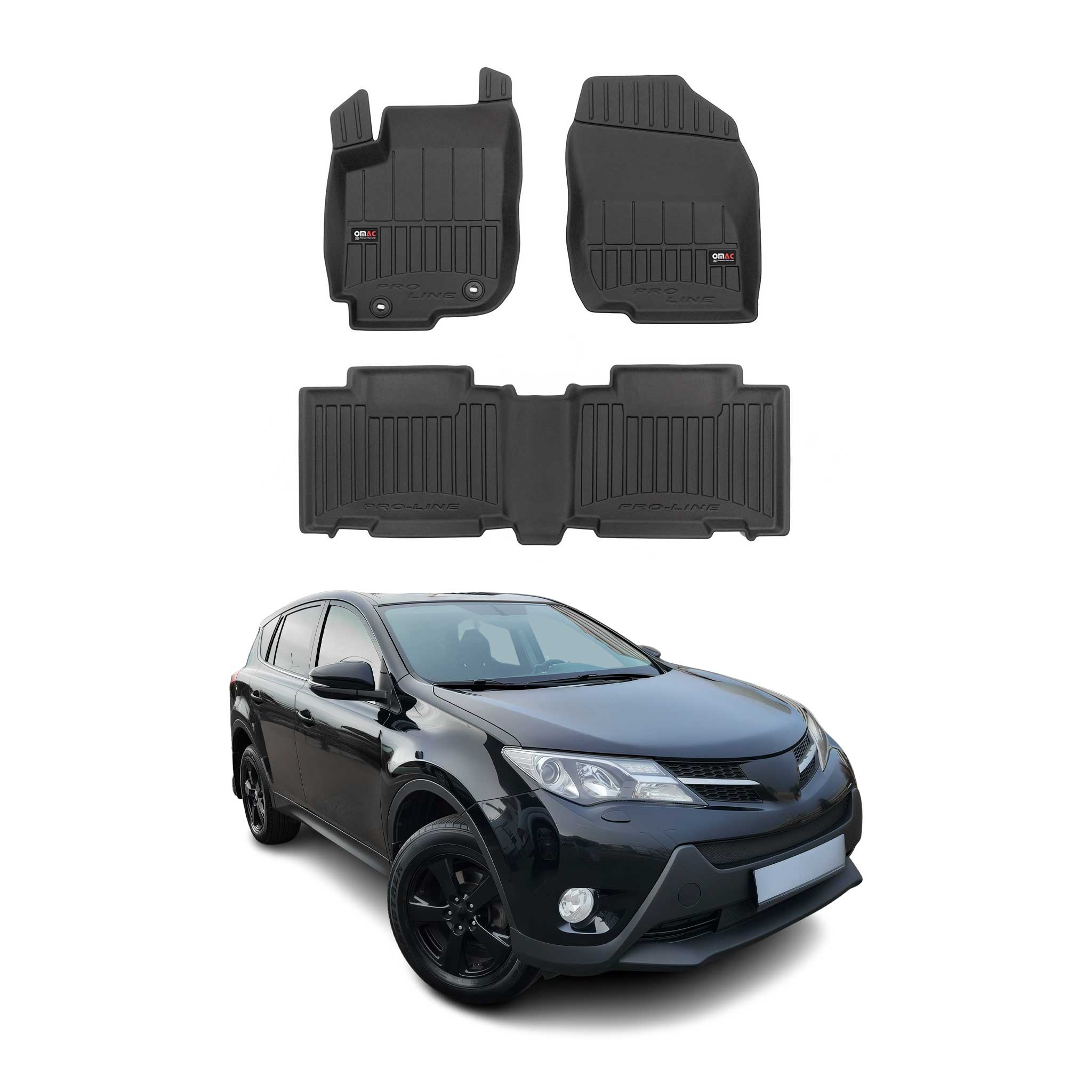 OMAC Premium Alfombrillas De Coche para Toyota RAV4 2013-2018 Negro TPE Goma 4x