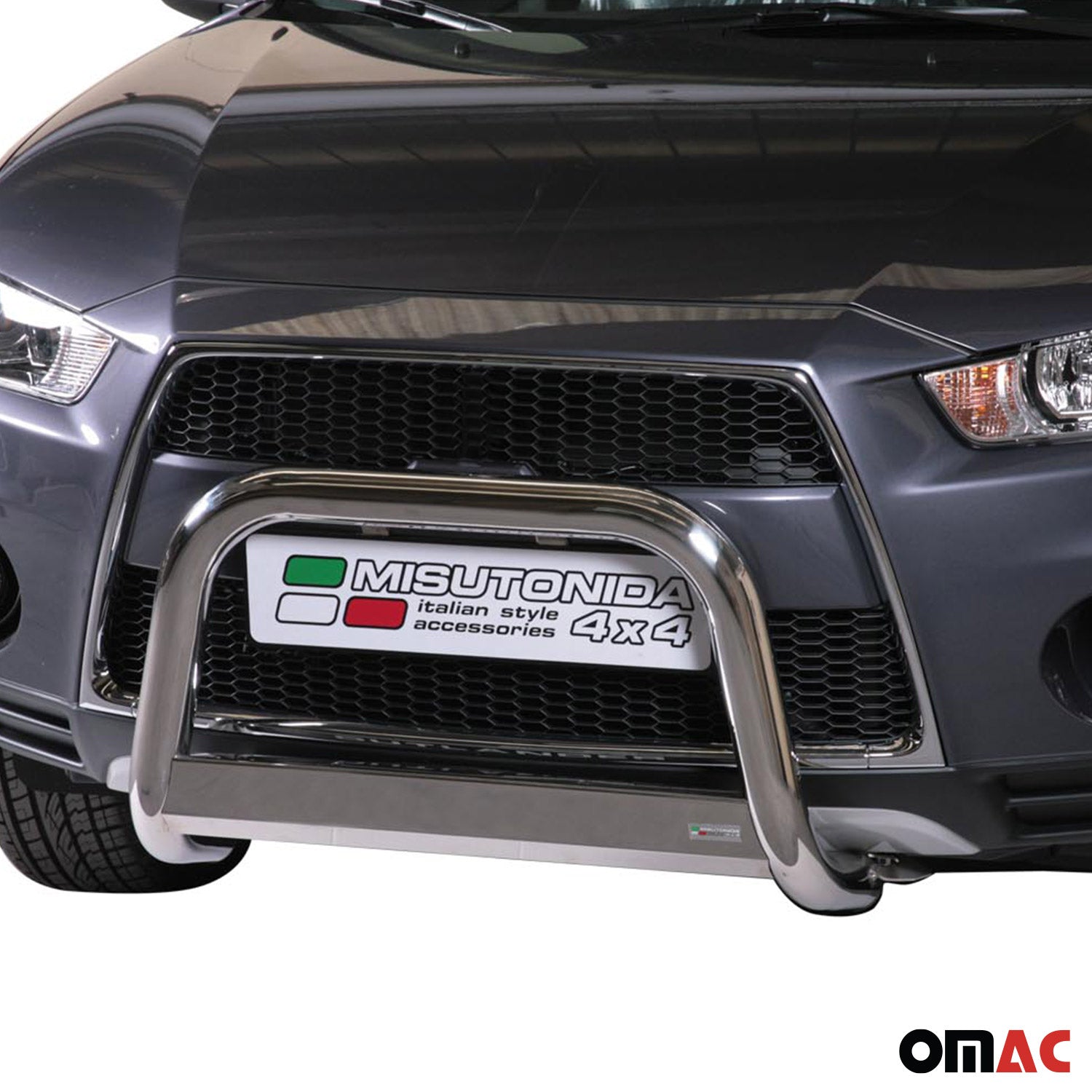 Bull Barra Frontal para Mitsubishi Outlander 2010-2012 Plata Brillante Acero