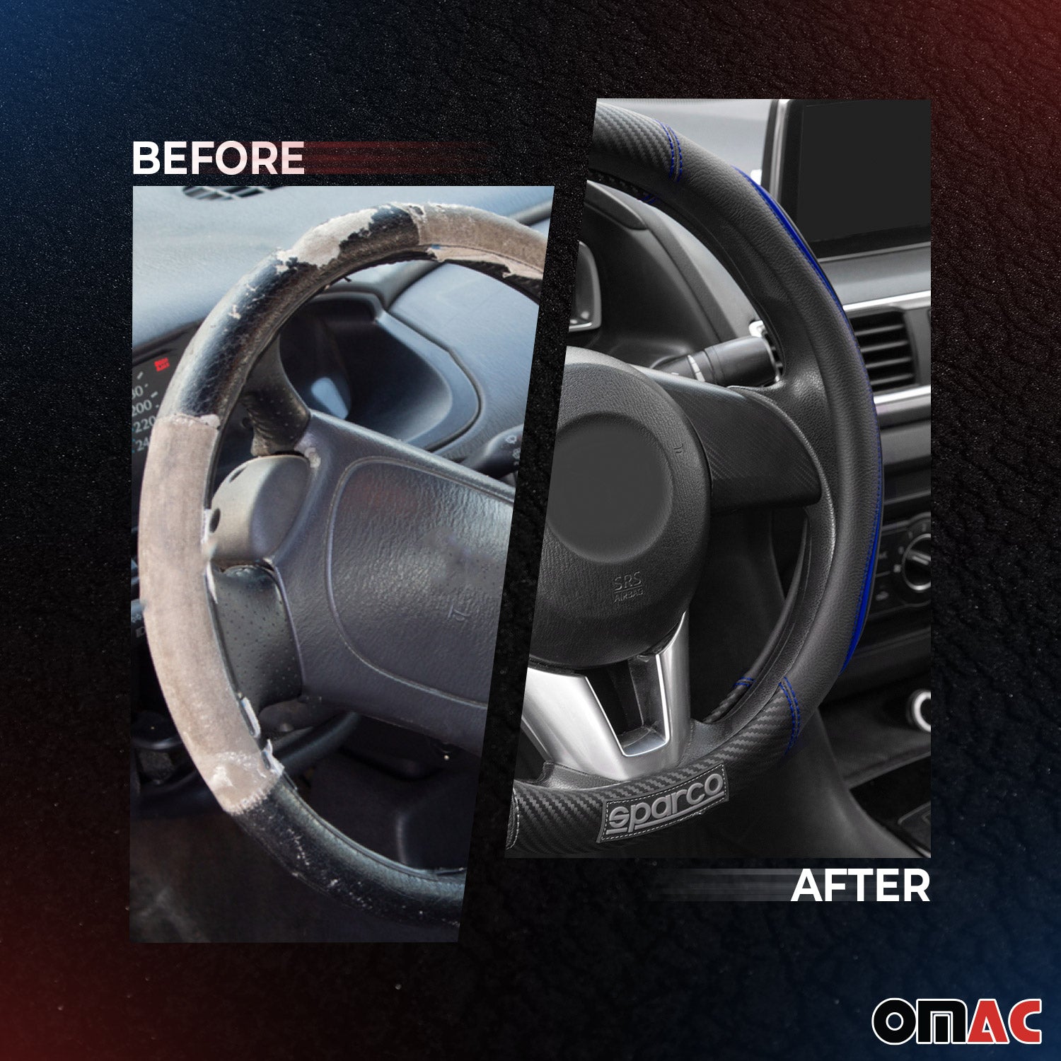 Sparco Cubierta de Para Volante de Automóvil Universal Negro Azul Goma