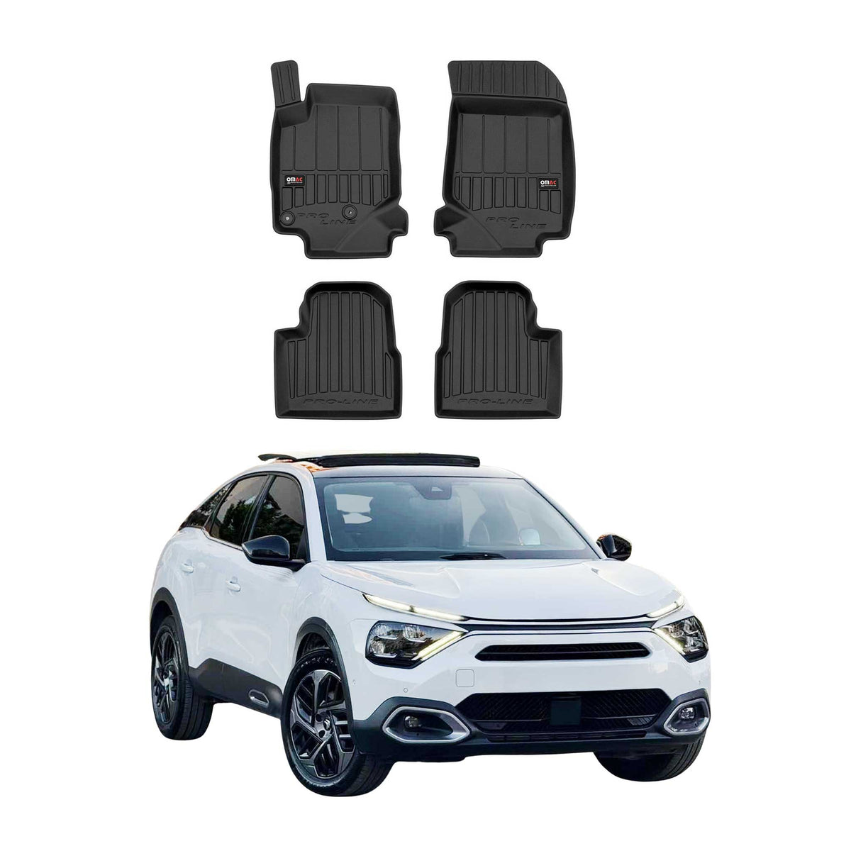 OMAC Premium Alfombrillas De Coche para Citroen C4 2020-2025 Negro TPE Goma 4Pza