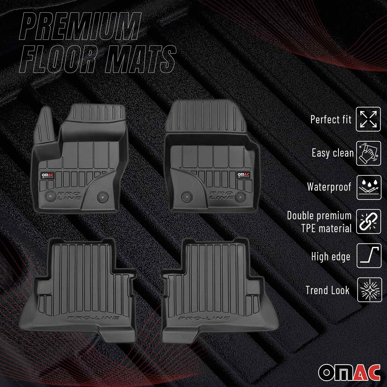 OMAC Premium Alfombrillas De Coche para Ford Kuga 2013-2024 Negro TPE Goma 4Pza