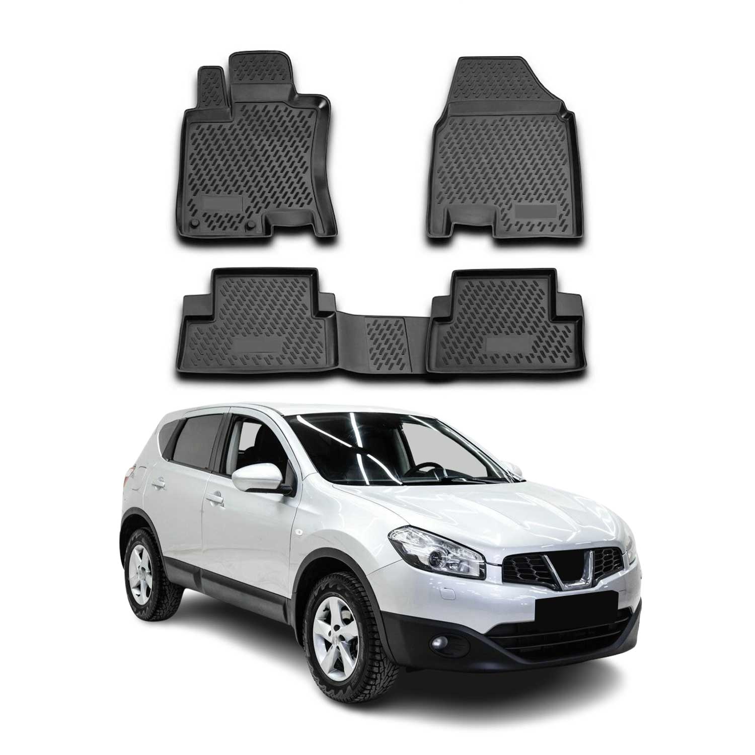 OMAC Alfombrillas De Coche para Nissan Qashqai J10 2006-2014 Negro Goma TPE 4Pza