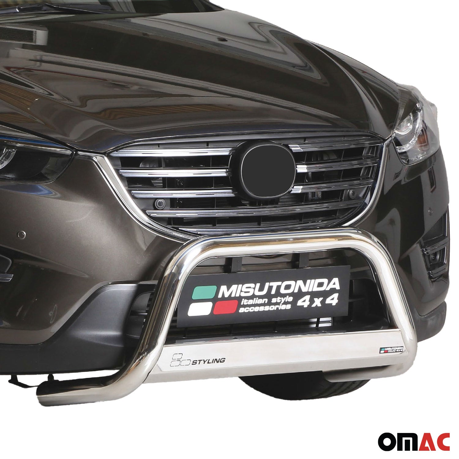 Bull Barra Frontal para Mazda CX-5 2015-2016 Plata Brillante Acero 1Pza
