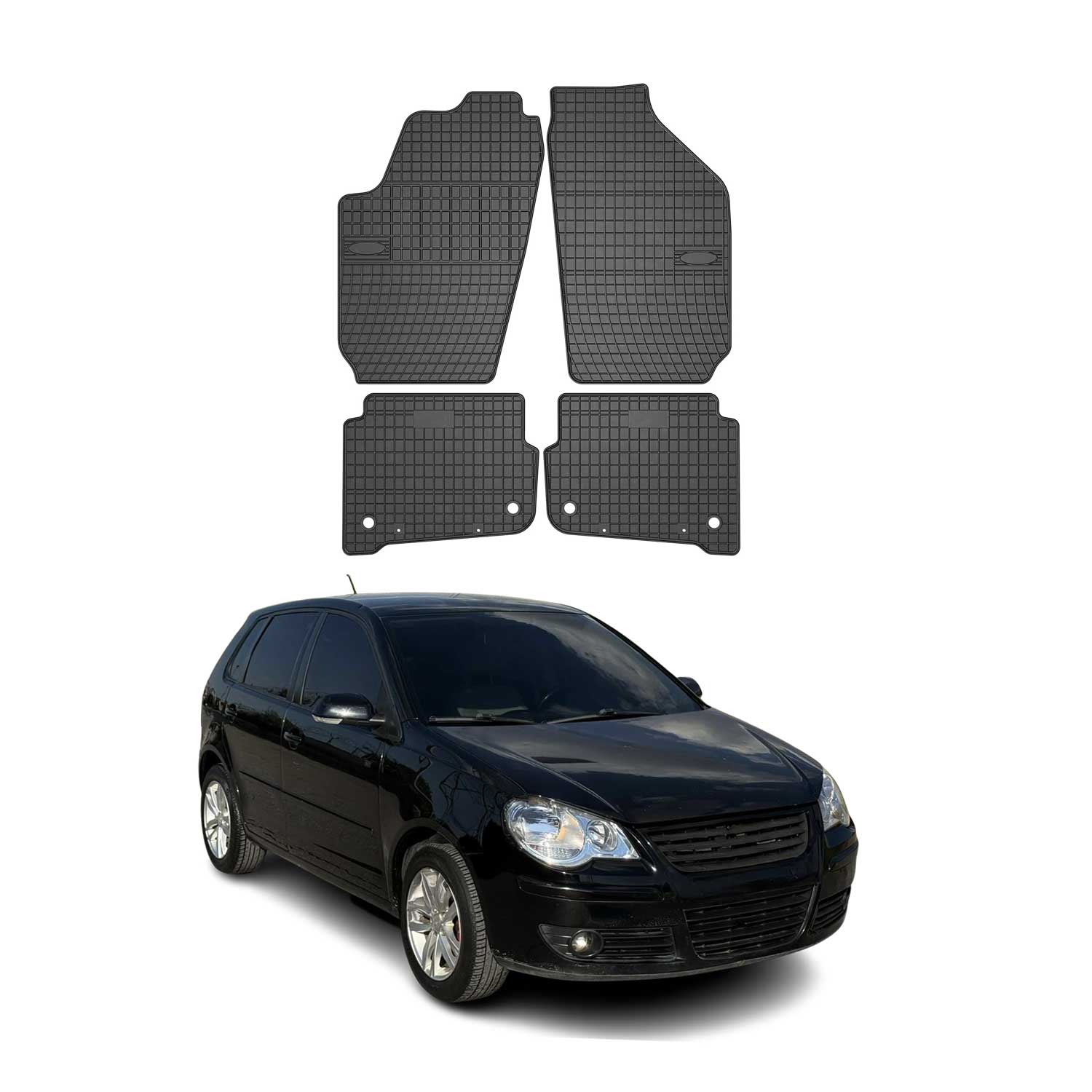 OMAC Alfombrillas De Coche para VW Polo 2002-2008 Negro Goma 4Pza