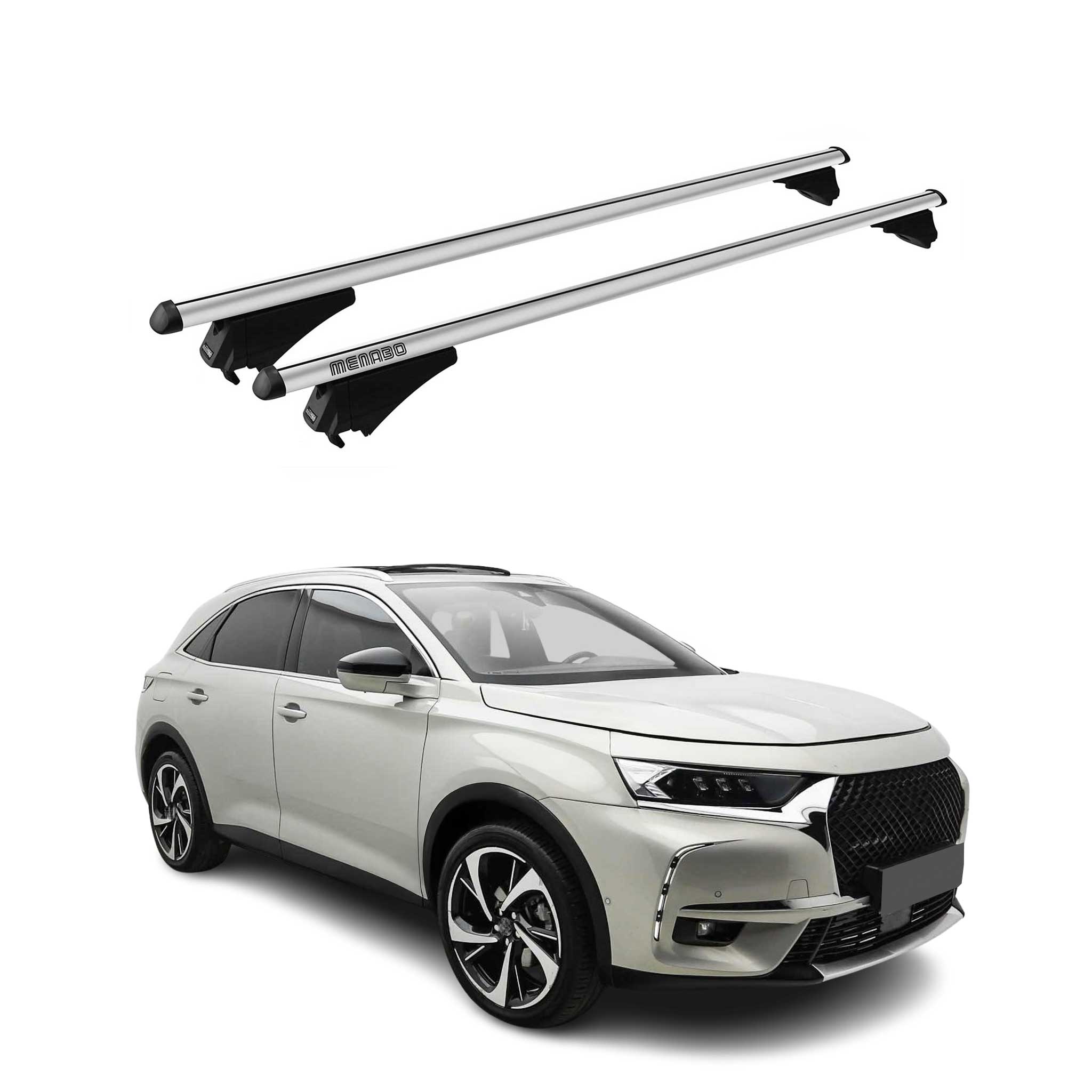 Menabo Barras de Techo Coche Baca para DS 7 Crossback 2017-2025 Gris Aluminio 2x