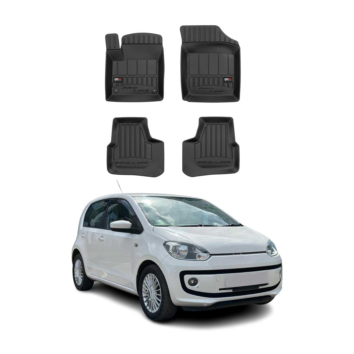 OMAC Premium Alfombrillas De Coche para VW Up 2011-2019 Negro TPE Goma 4Pza