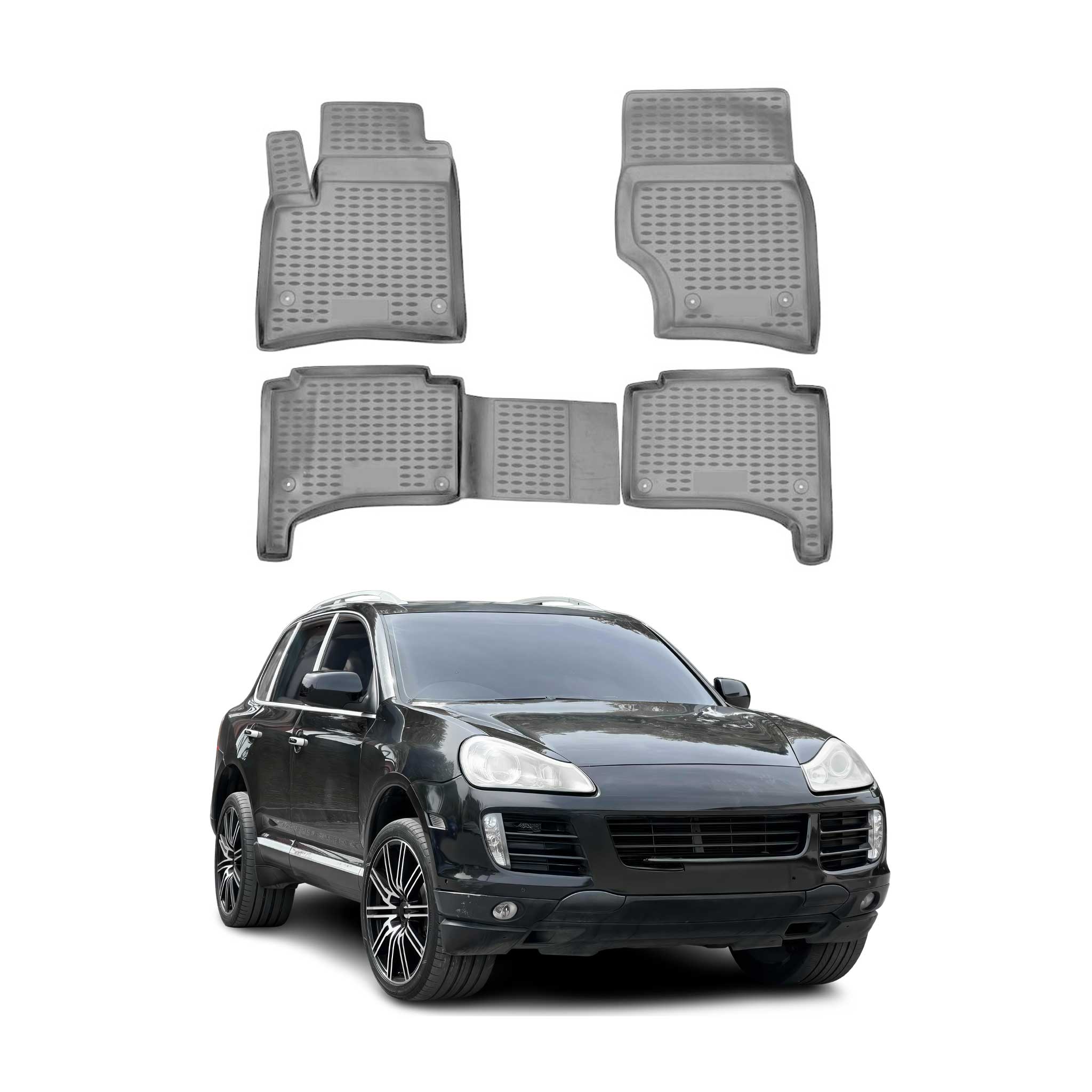 OMAC Alfombrillas De Coche para Porsche Cayenne 2002-2010 Gris Goma TPE 4Pza