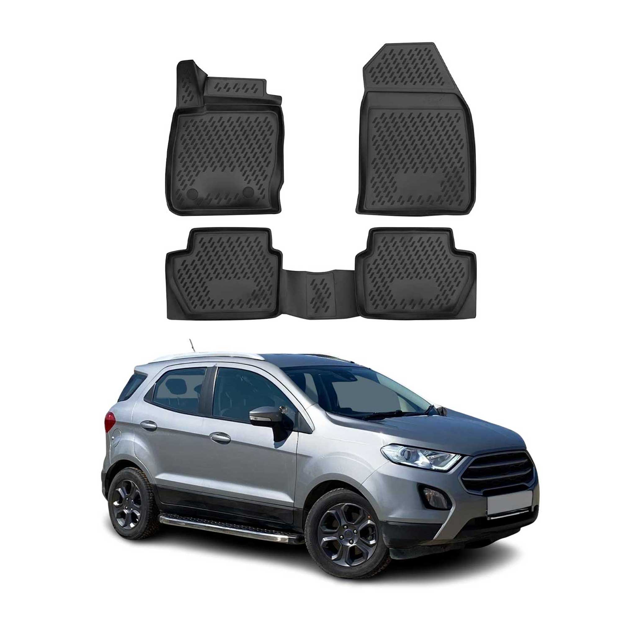 OMAC Alfombrillas De Coche para Ford Ecosport 2014-2024 Negro Goma TPE 4Pza