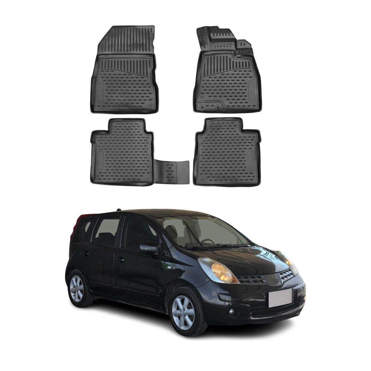 OMAC Alfombrillas De Coche para Nissan Note E21 2012-2020 Negro Goma TPE 4Pza