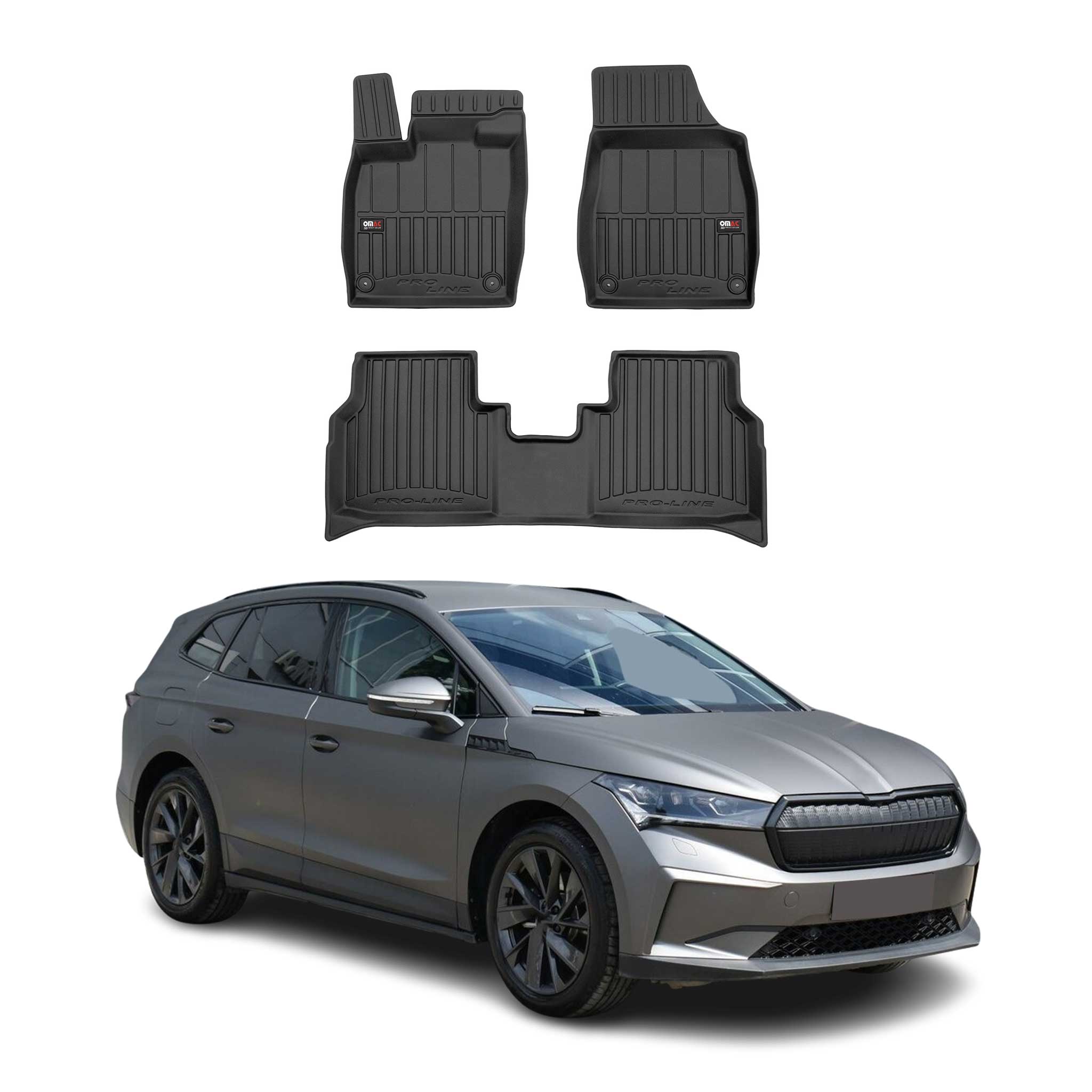 OMAC Premium Alfombrillas De Coche para Skoda Enyaq 2020-2025 Negro TPE Goma 4x