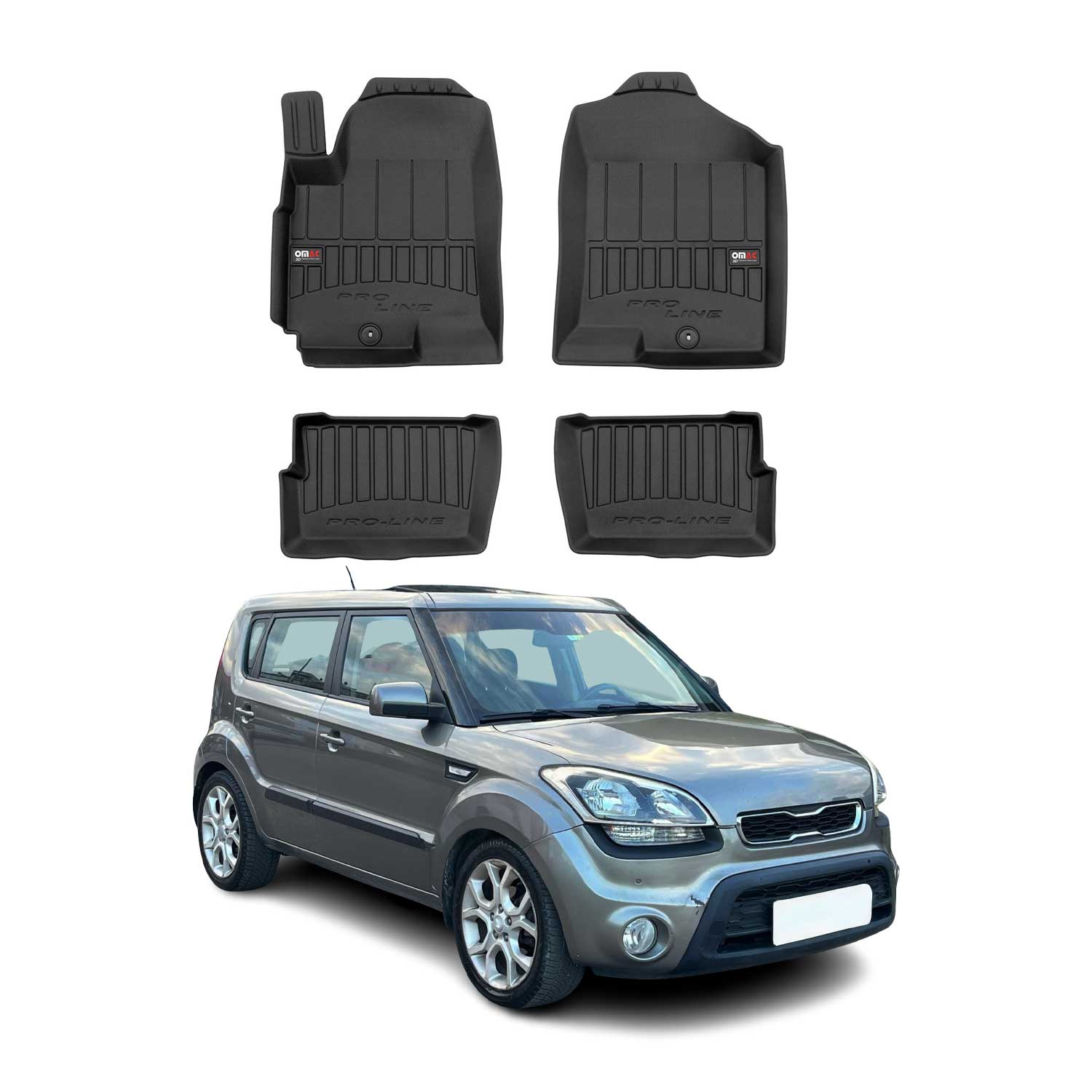 OMAC Premium Alfombrillas De Coche para Kia Soul 2009-2013 Negro TPE Goma 4Pza