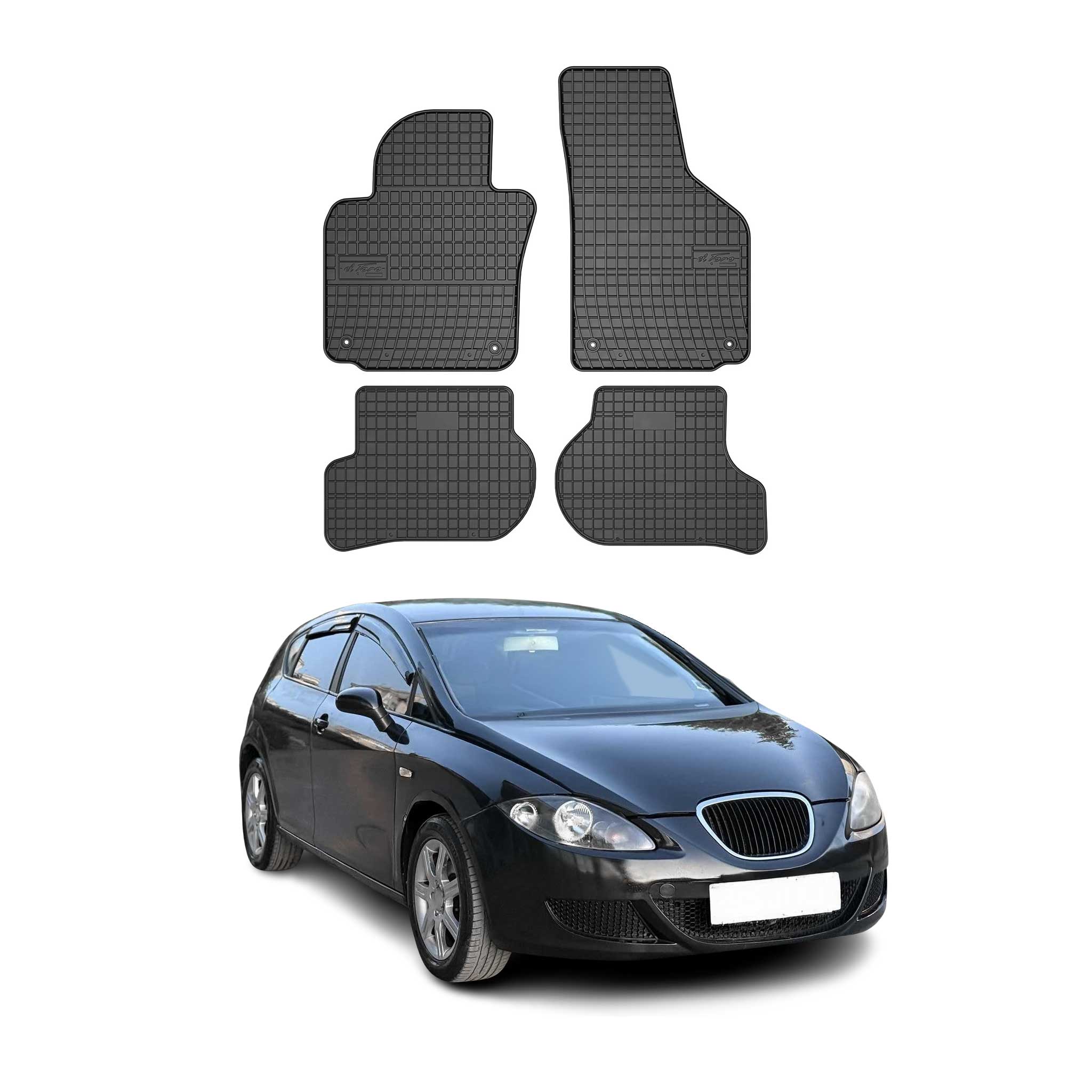 OMAC Alfombrillas De Coche para Seat Leon 2005-2013 Negro Goma TPE 4Pza