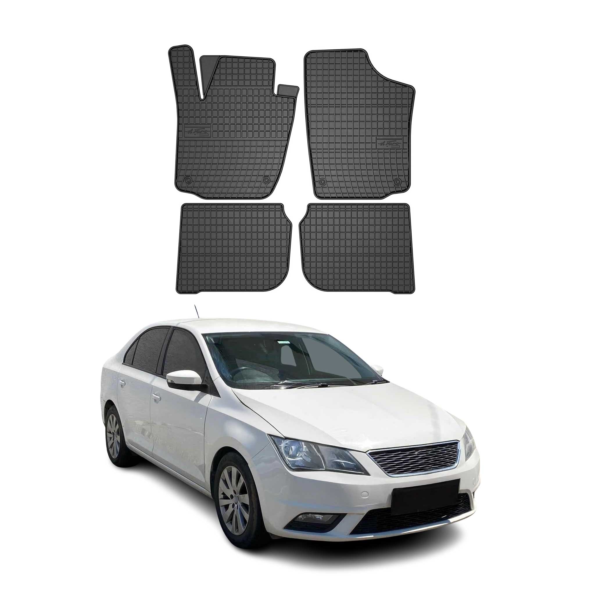 OMAC Alfombrillas De Coche para Seat Toledo 2002-2019 Negro Goma TPE 4Pza