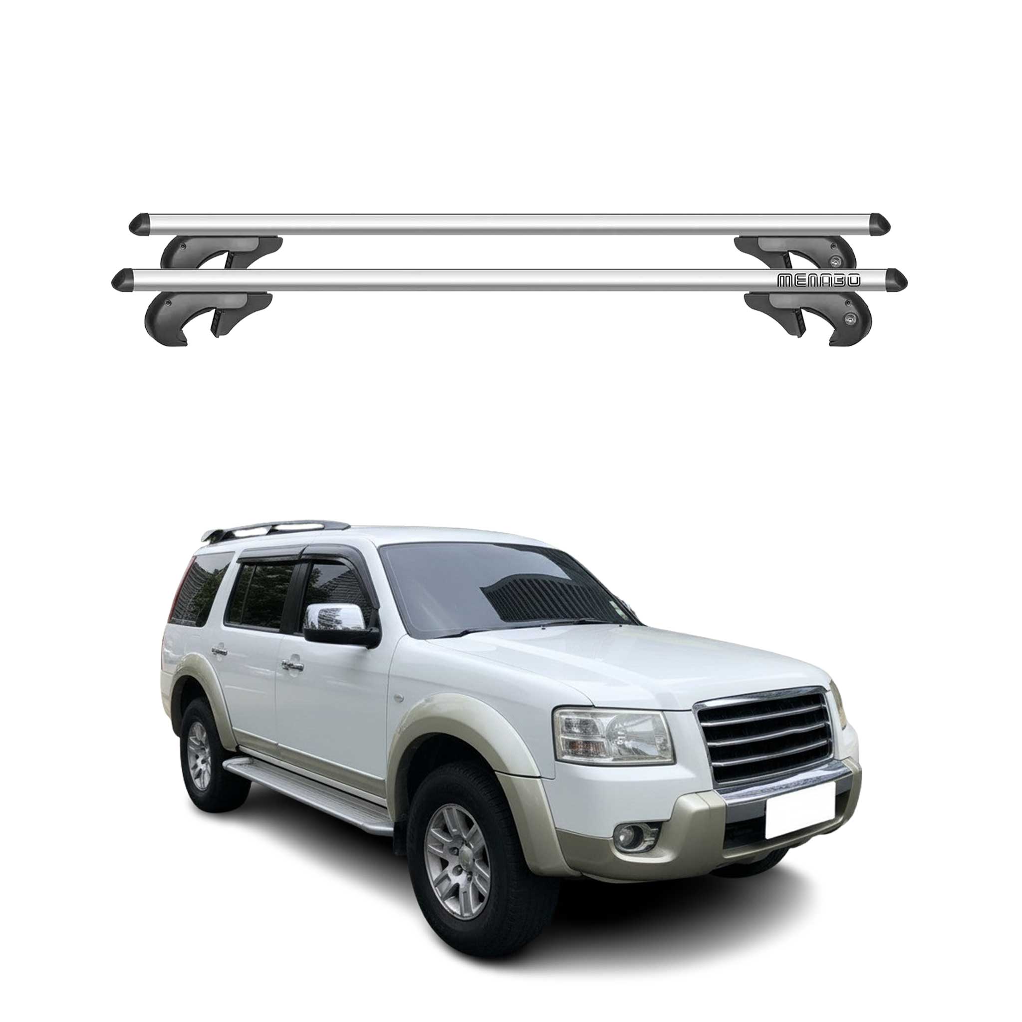 Menabo Barras de Techo Baca para Ford Everest 2003-2015 Gris Aluminio 2Pza