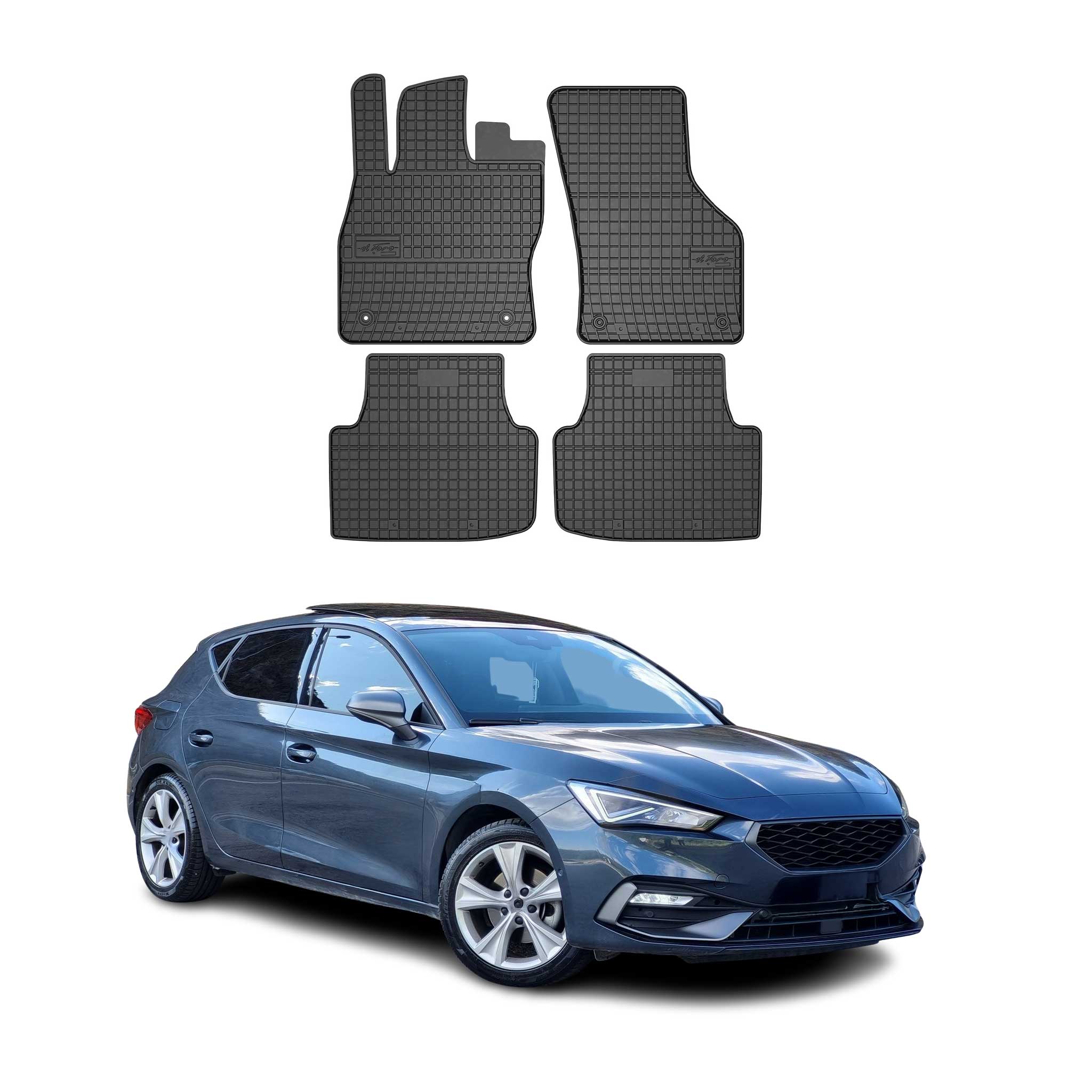 OMAC Alfombrillas De Coche para Seat Leon 2020-2025 Negro Goma 4Pza