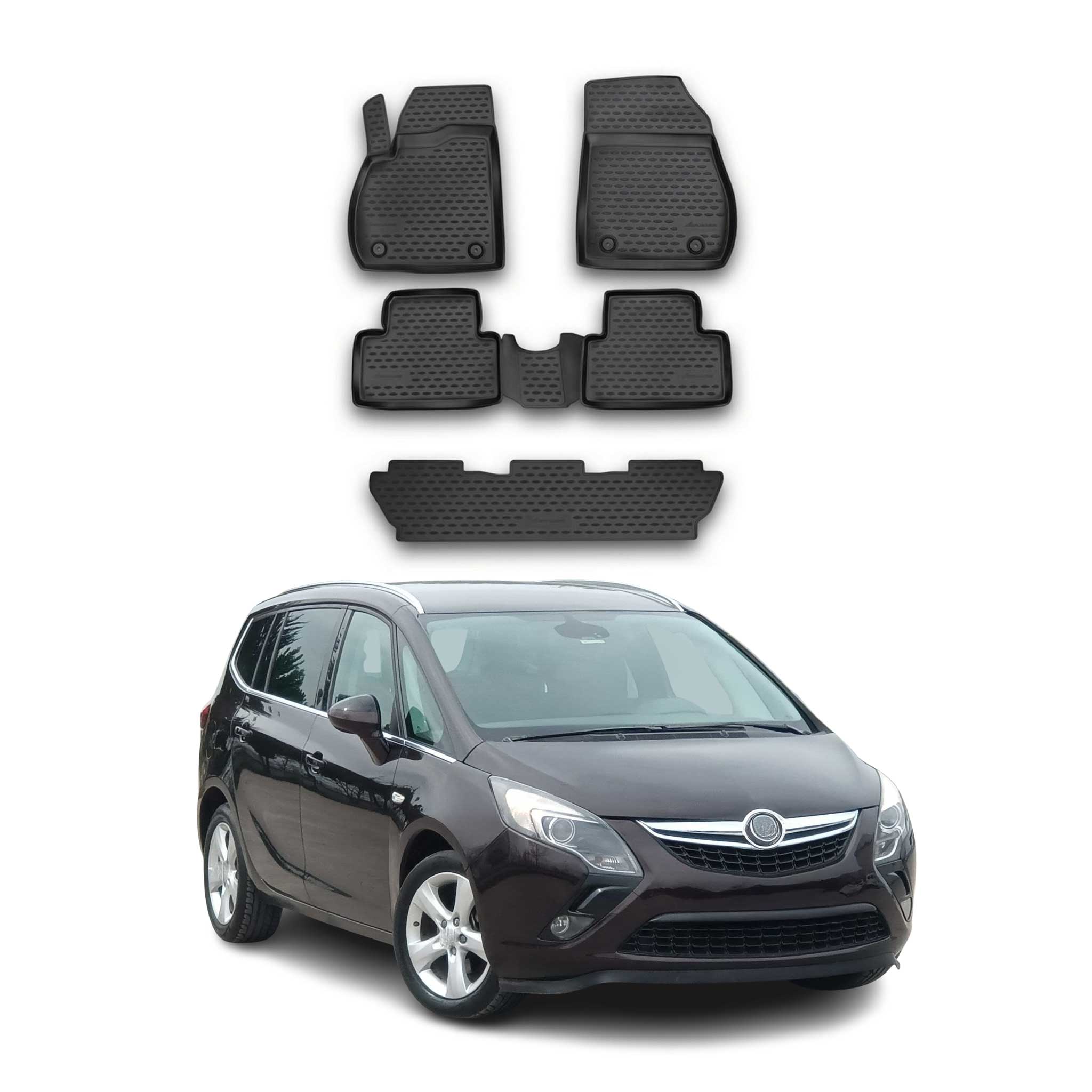 OMAC Alfombrillas De Coche para Opel Zafira C 2011-2019 5-Asiento Negro TPE 5Pza